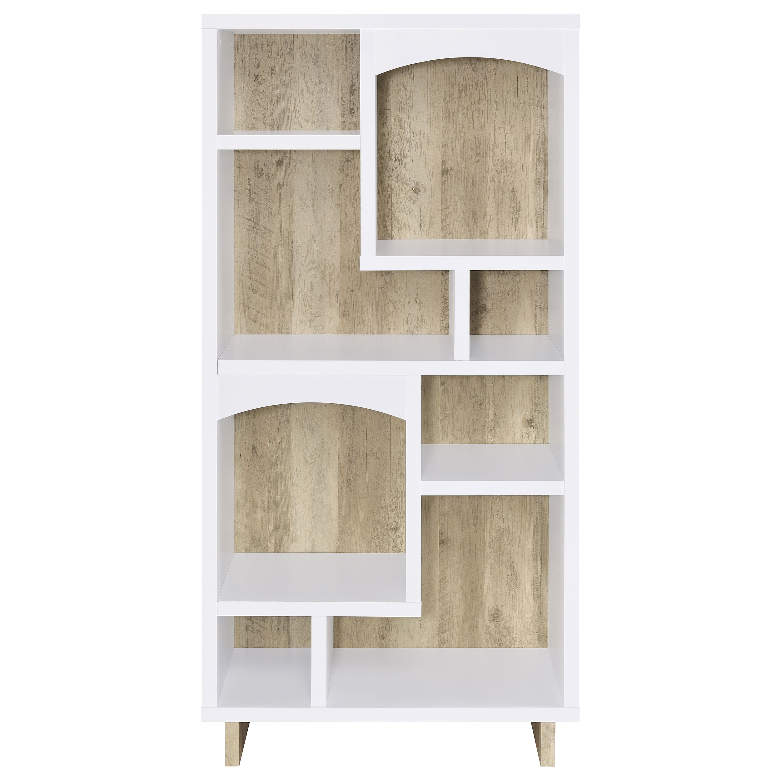 Dalton 65-inch 6-shelf Bookcase White and Distressed Pine-