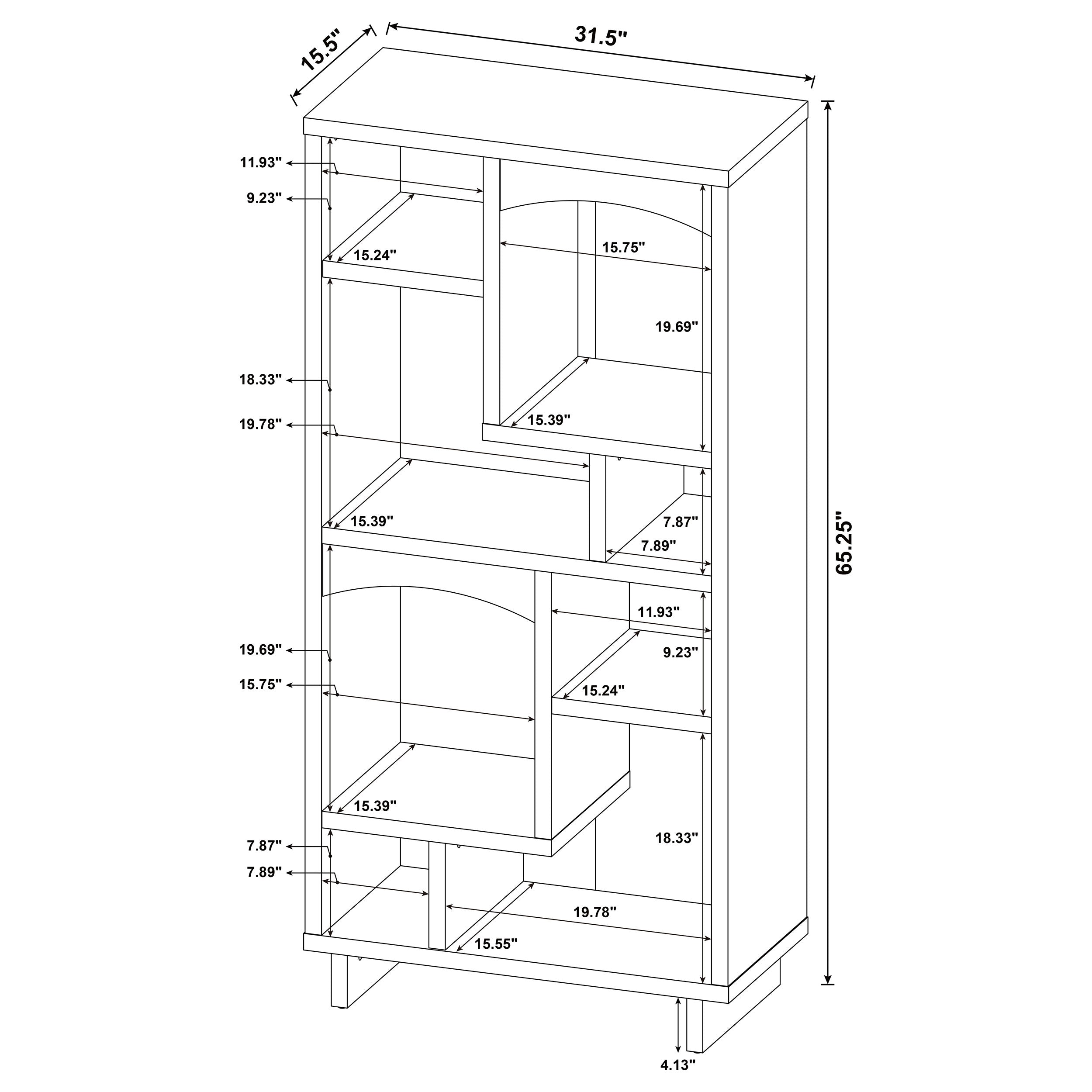 Dalton 65-inch 6-shelf Bookcase White and Distressed Pine-