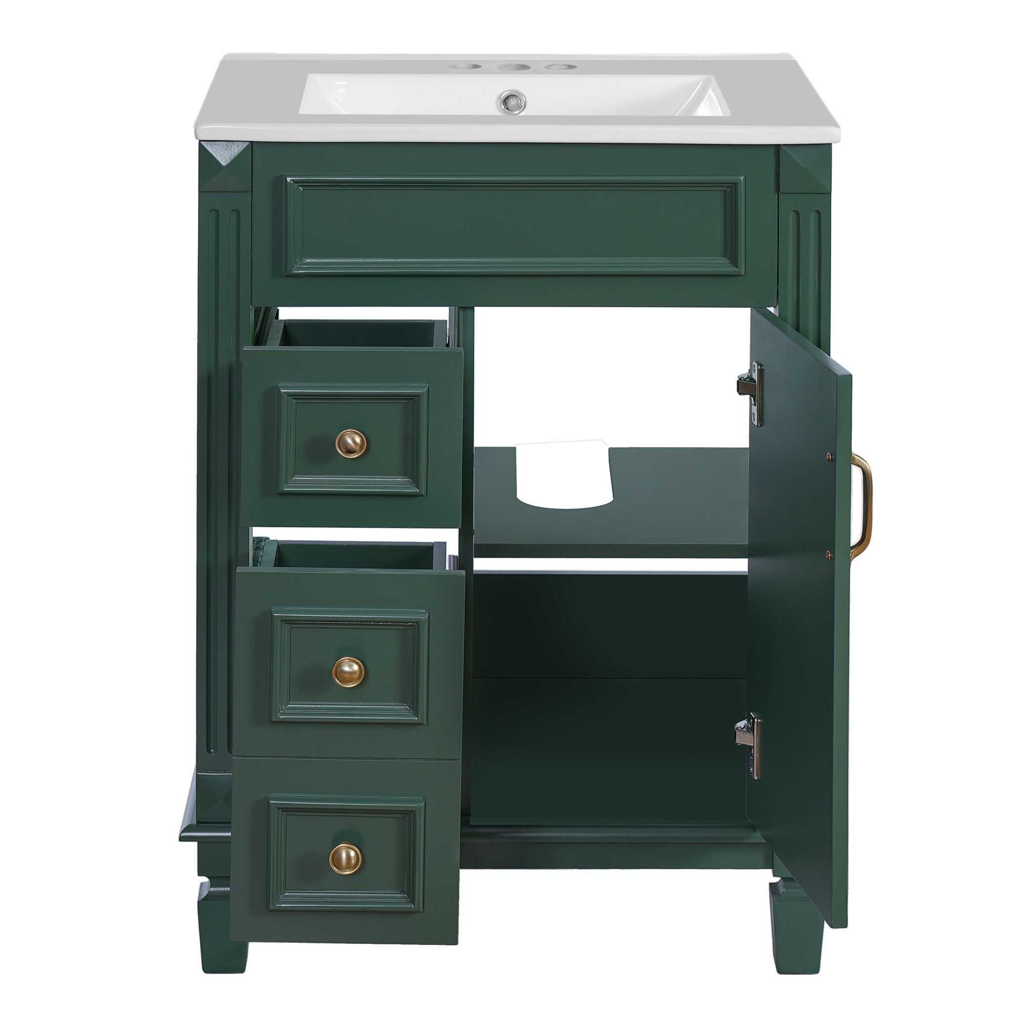 Bathroom Vanity With Sink, Compact Cabinet & 2 Drawers And Adjustable Shelf