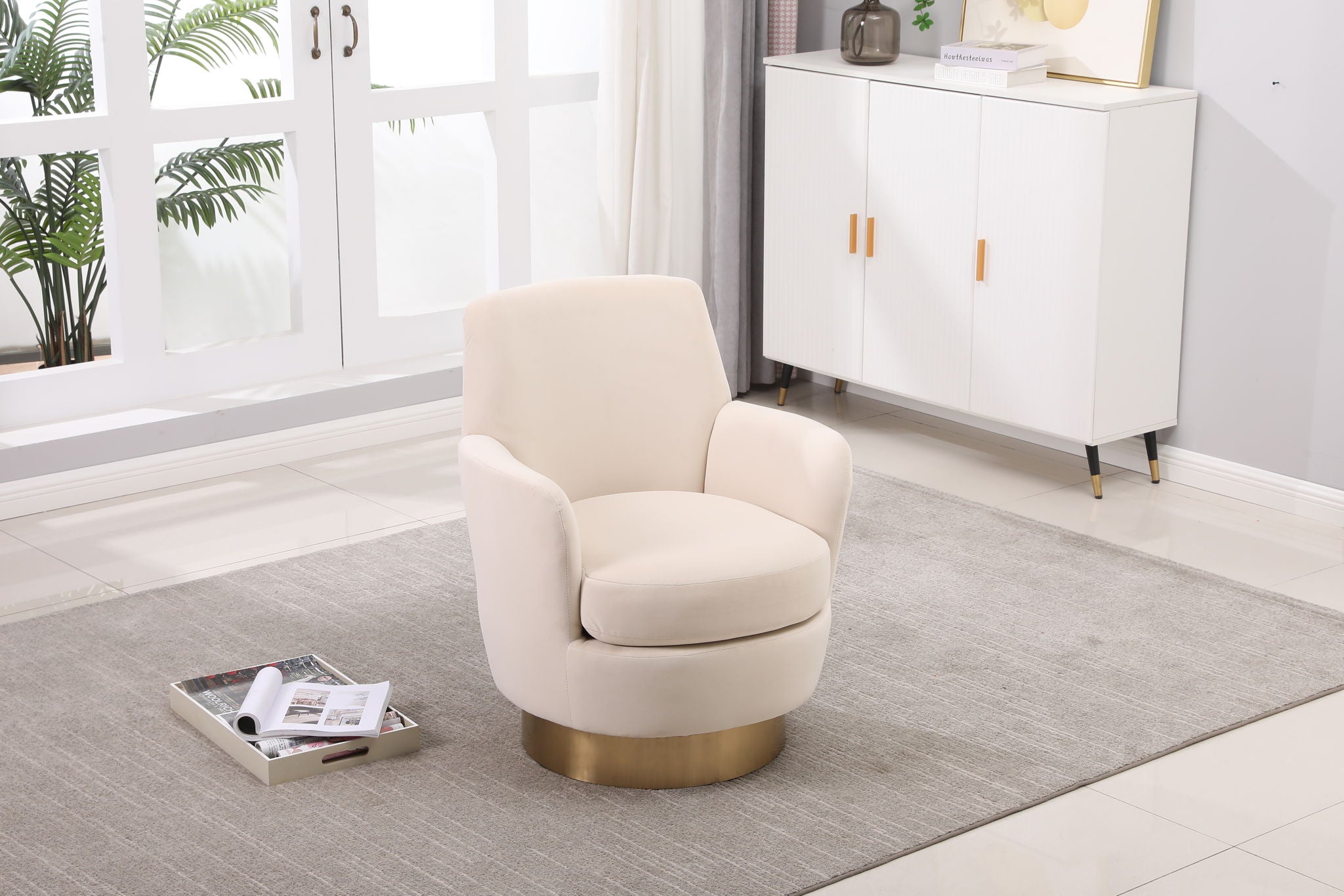 Teddy Swivel Barrel Chair, Swivel Accent Chairs Armchair For Living Room