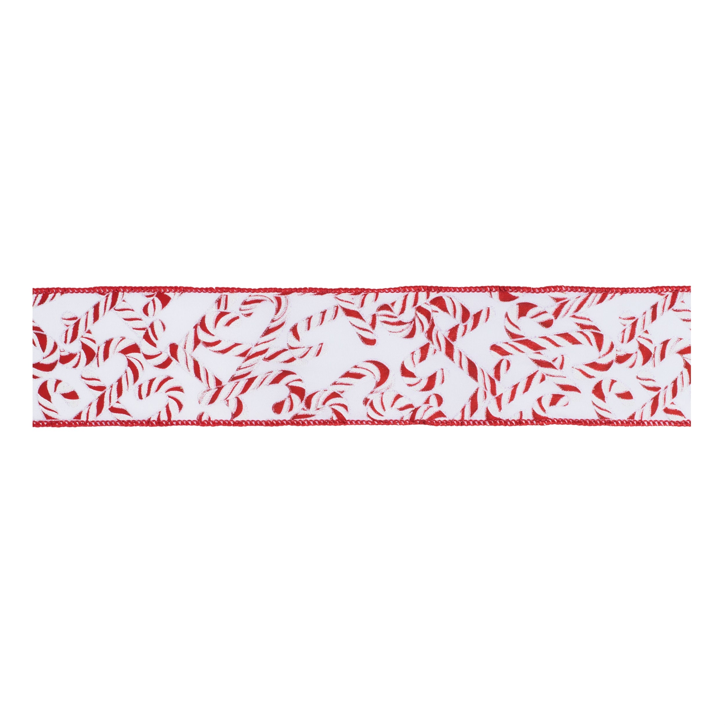 Candy Cane Print Wired Ribbon (Set of 2)