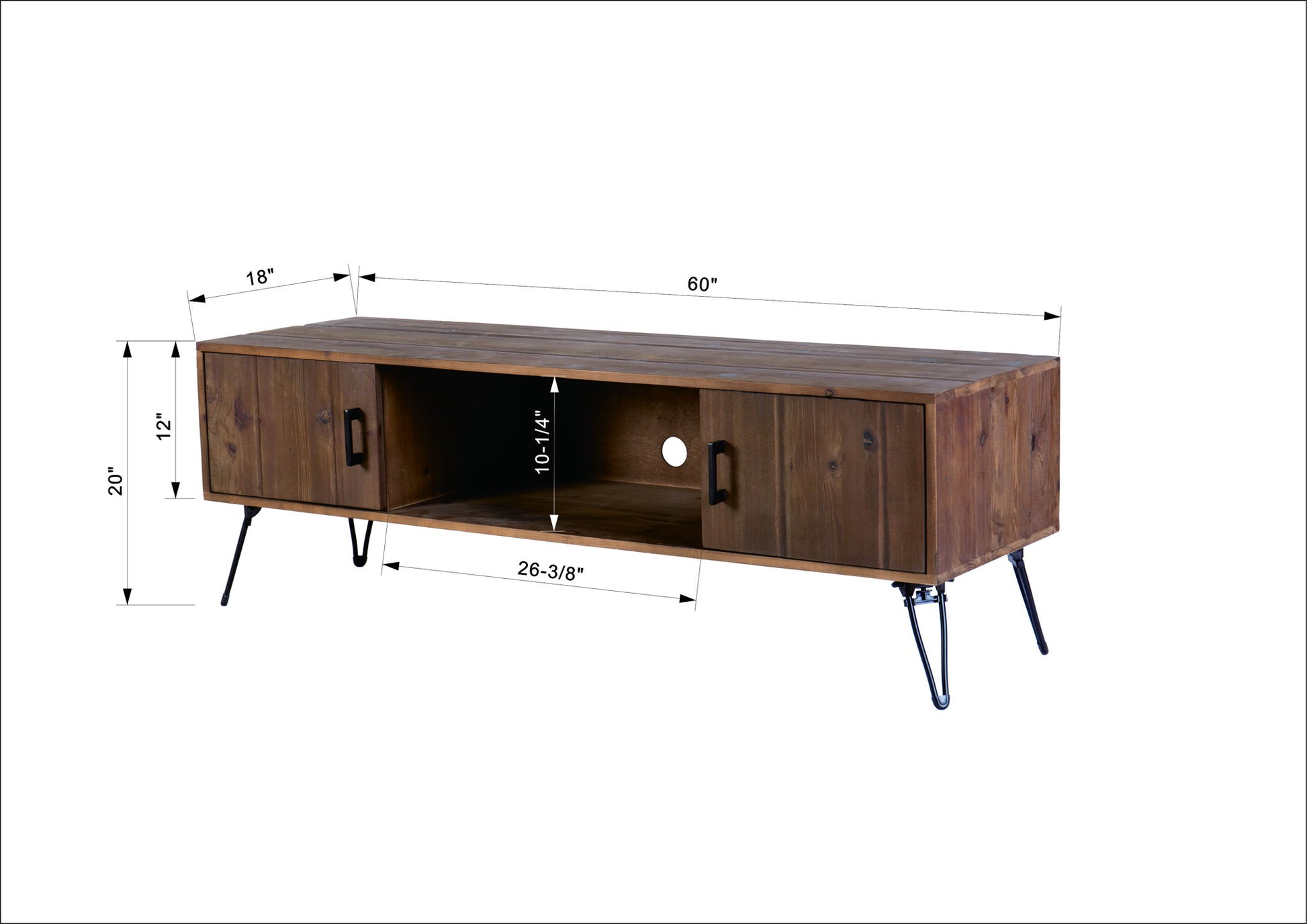 Industrial Style Reclaimed Wood Media TV Stand With Storage Cabinet For Living Media Room - Natural - Best Buy Furniture
