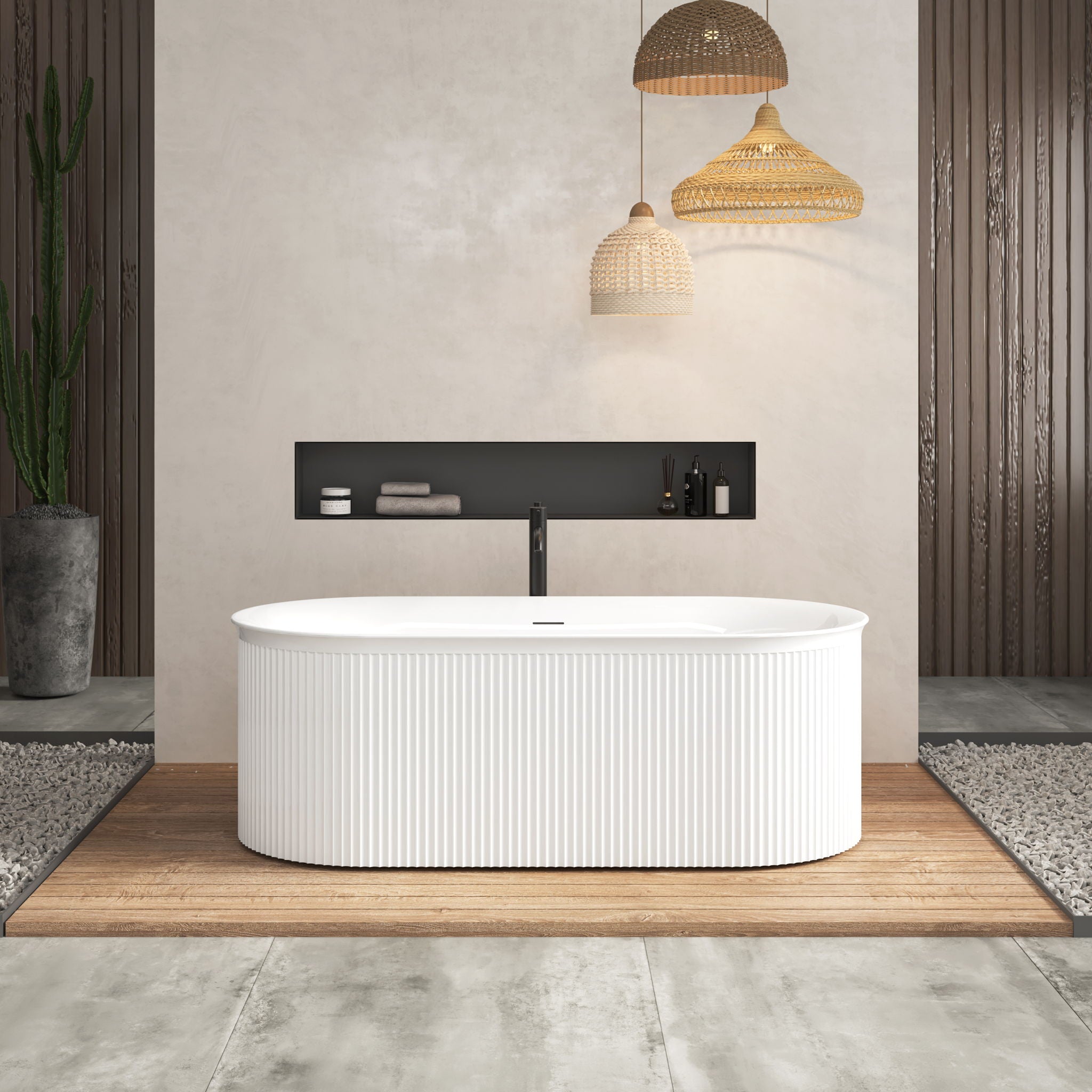 Acrylic Freestanding Bathtub-Acrylic Soaking Tubs, Fluted Style Freestanding Bathtub With Integrated Slotted Overflow And Brushed Nickel Toe-Tap Drain, 02149-Bn - Glossy White - Best Buy Furniture