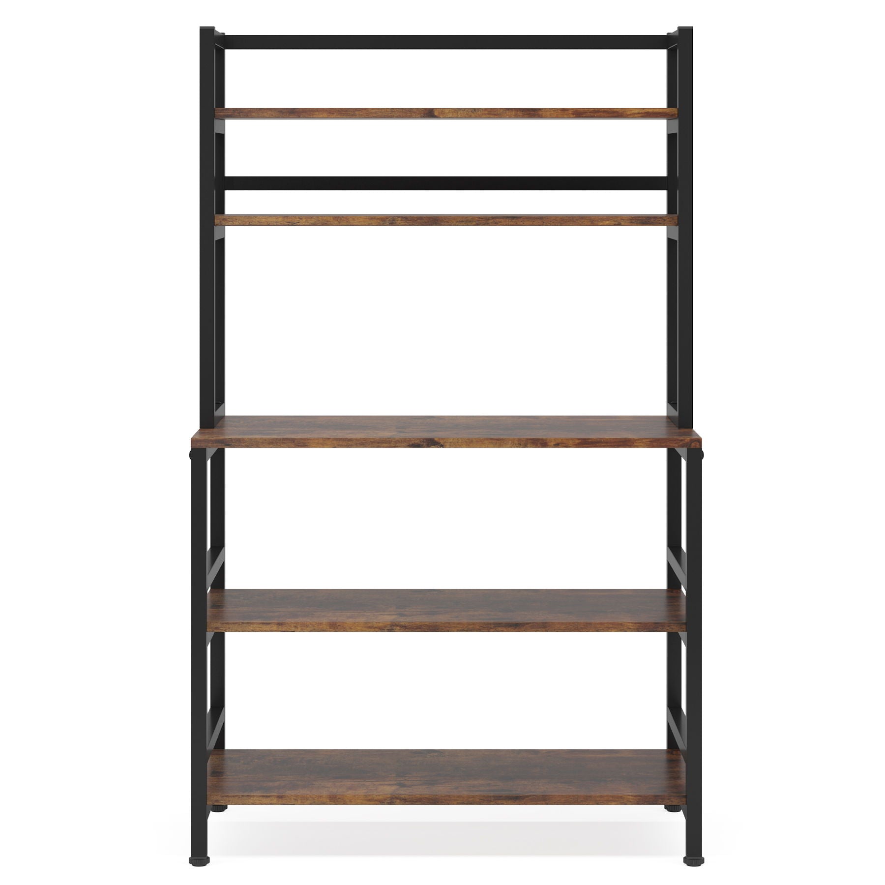 5 Tier Kitchen Bakers Rack With Hutch Microwave Stand, Freestanding Storage Organizer For Countertop - Black