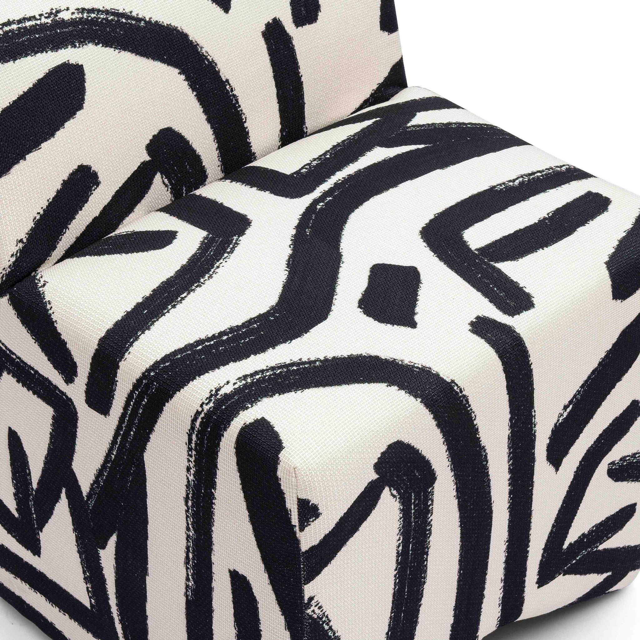Pippa - Brushstroke Print Stool - Black / White
