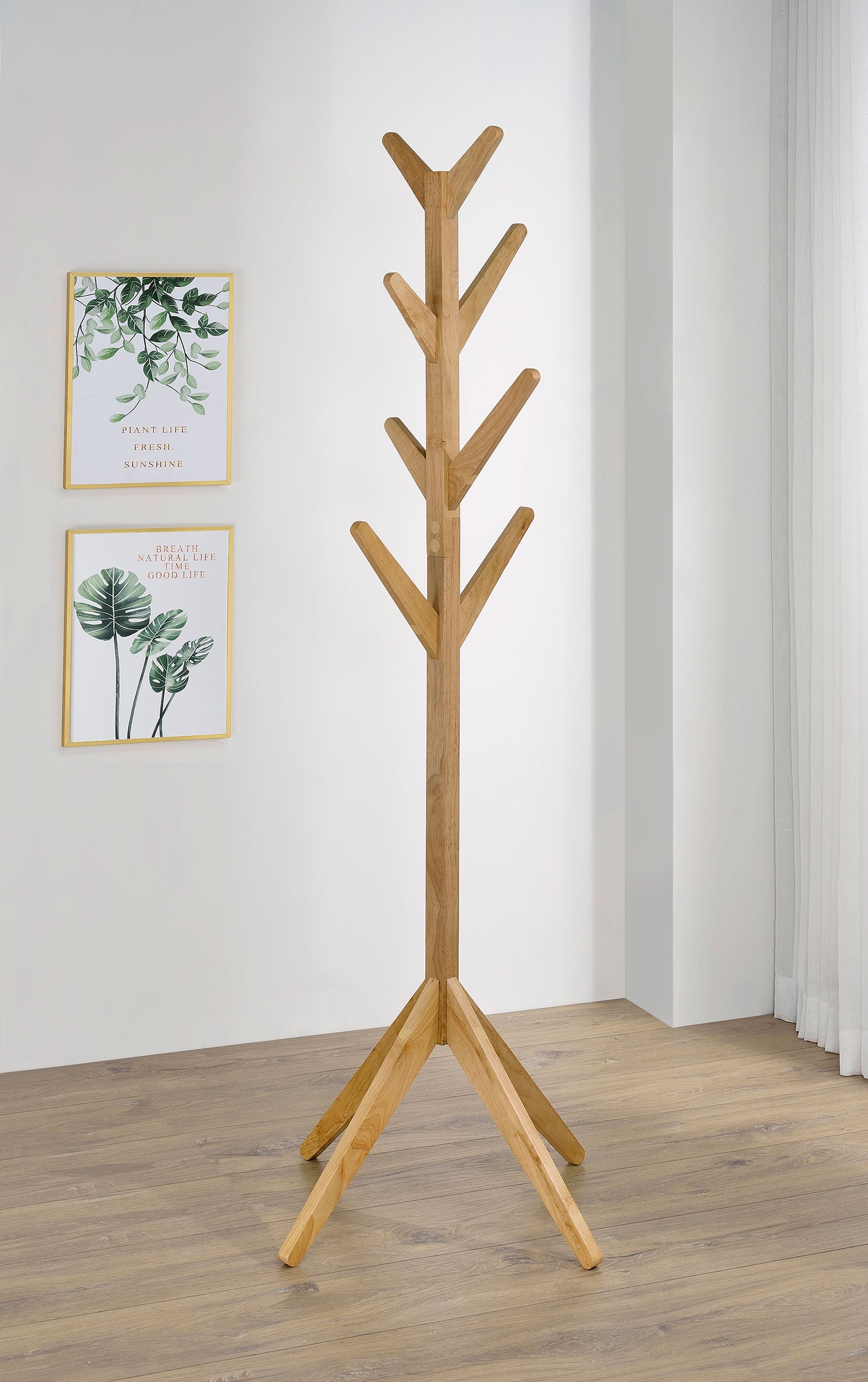 Margaret Solid Wood Coat Rack Clothing Hanger Natural Oak-