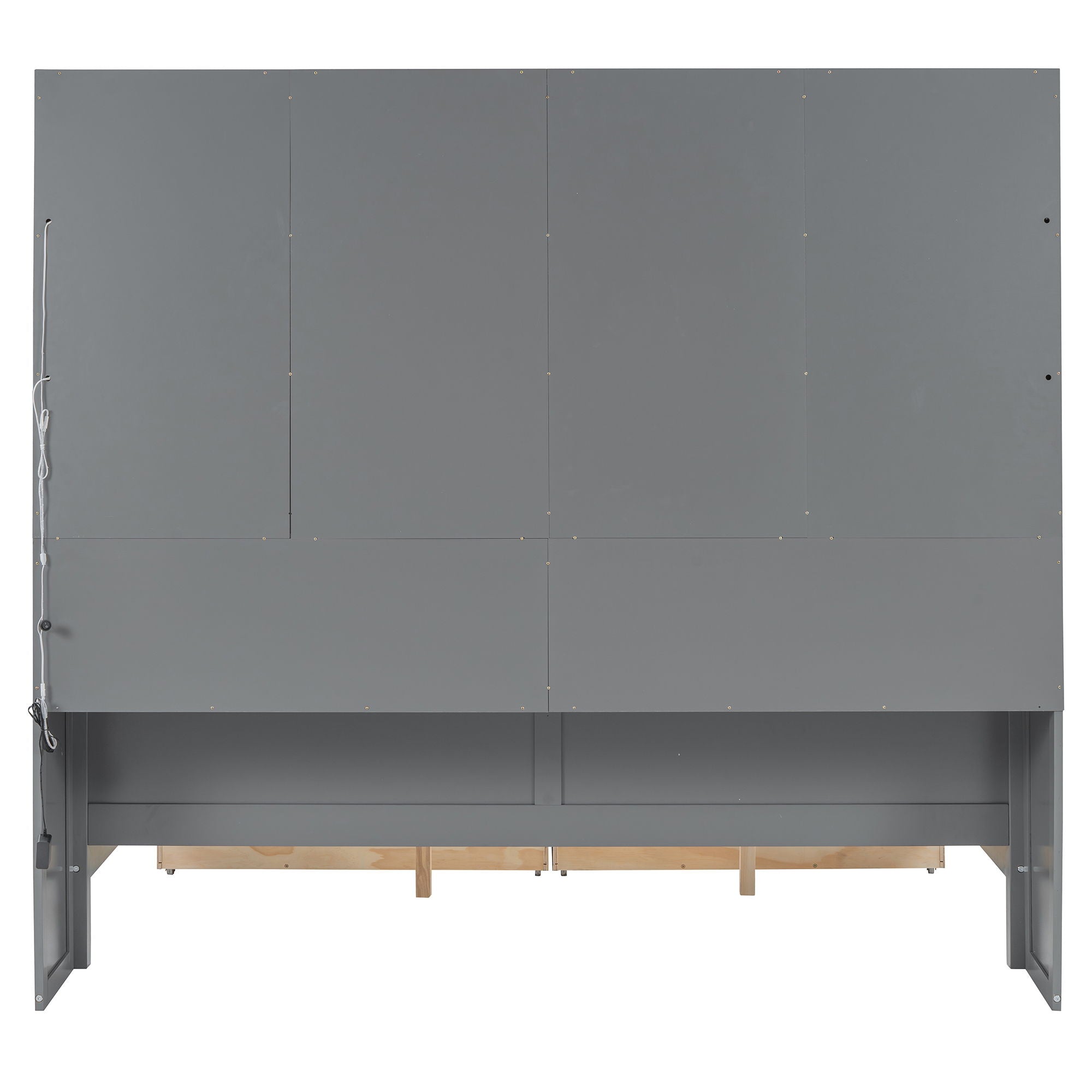 Daybed With Glass Door Storage Cabinets, Built In LED Lighting And Shelves