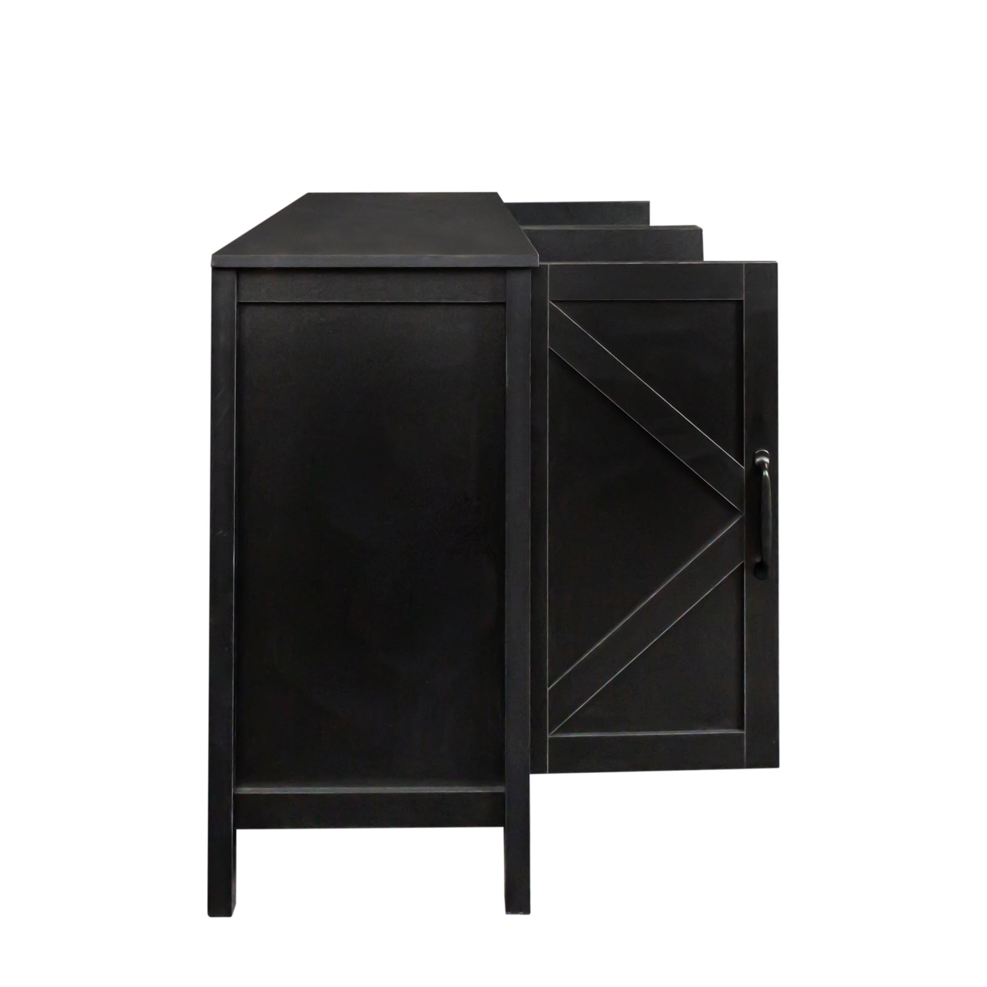 Cabinet With 4 Doors and 4 Open Shelves Freestanding Sideboard