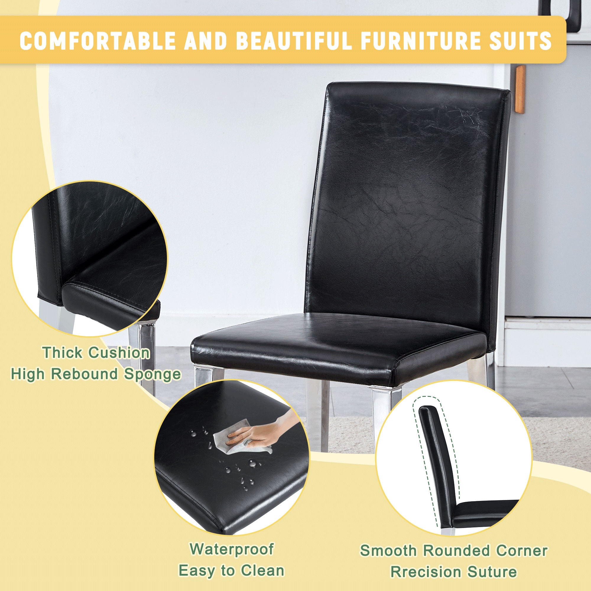 Elegant Upholstered Chairs & Metal Legs