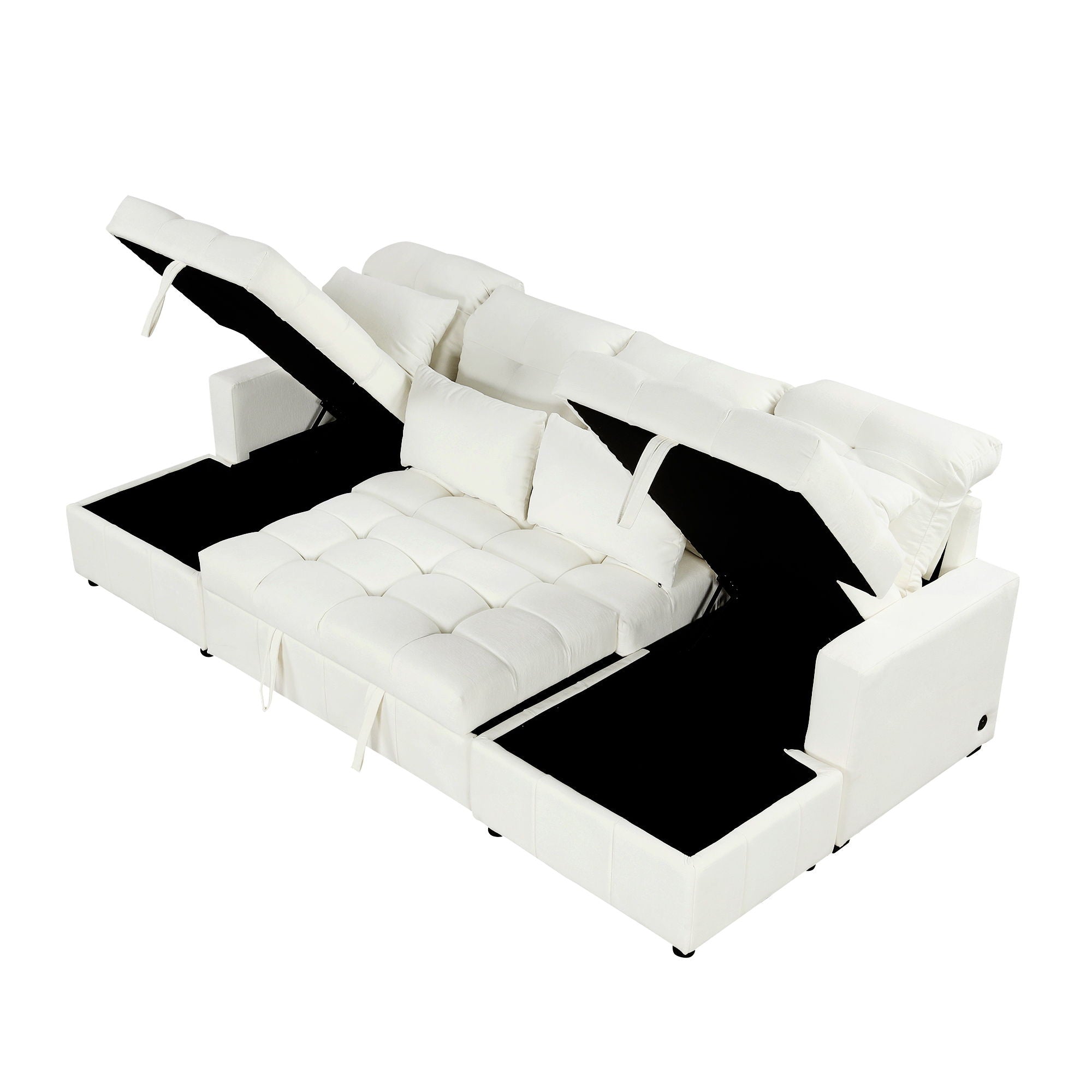 Oversized U-Shaped Versatile Sectional, Pull-Out Sofa Bed With Double Storage Chaise Lounges And 2 USB Ports For Living Room