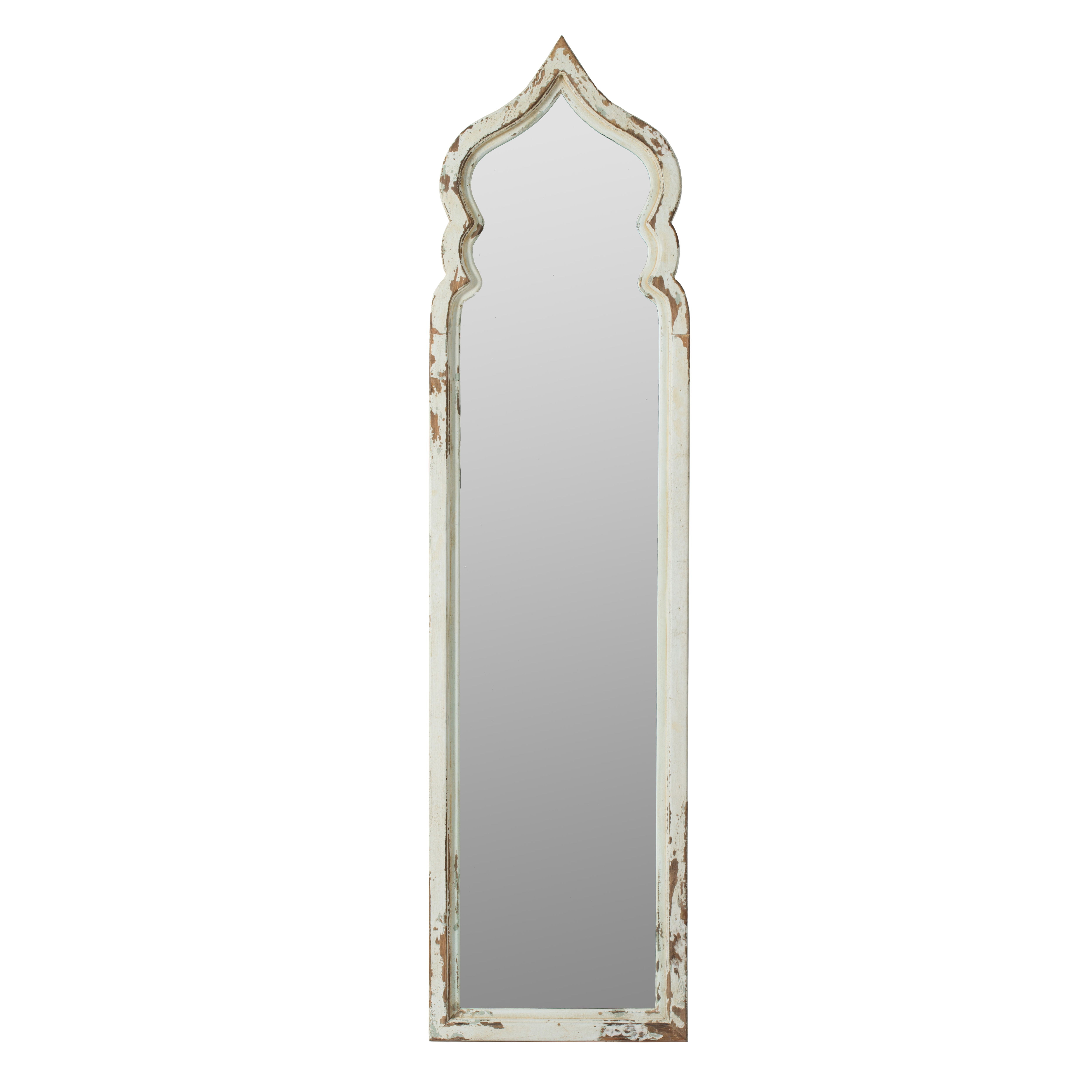 Oversized Full Length Floor Mirror, Vintage Shabby Chic Wooden Frame For Leaning, Bedroom, Living Room - White