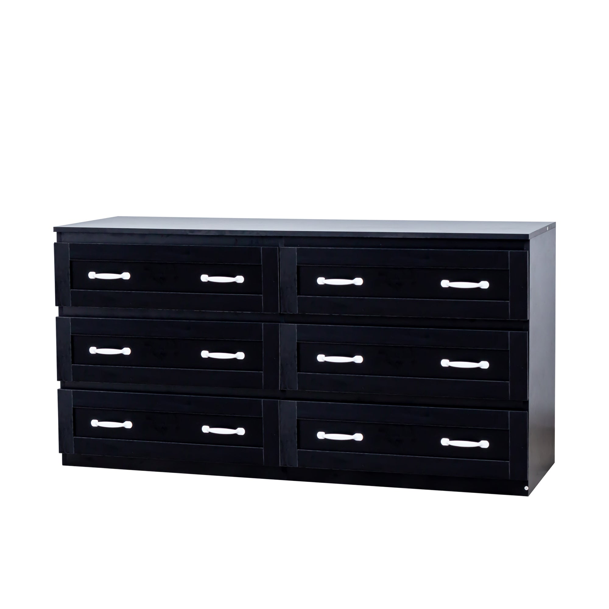 Modern Black Side Cabinet with 6 Drawers
