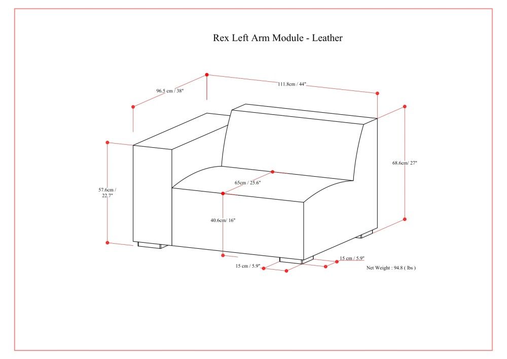 Rex - Left Arm Sofa Module - Sienna