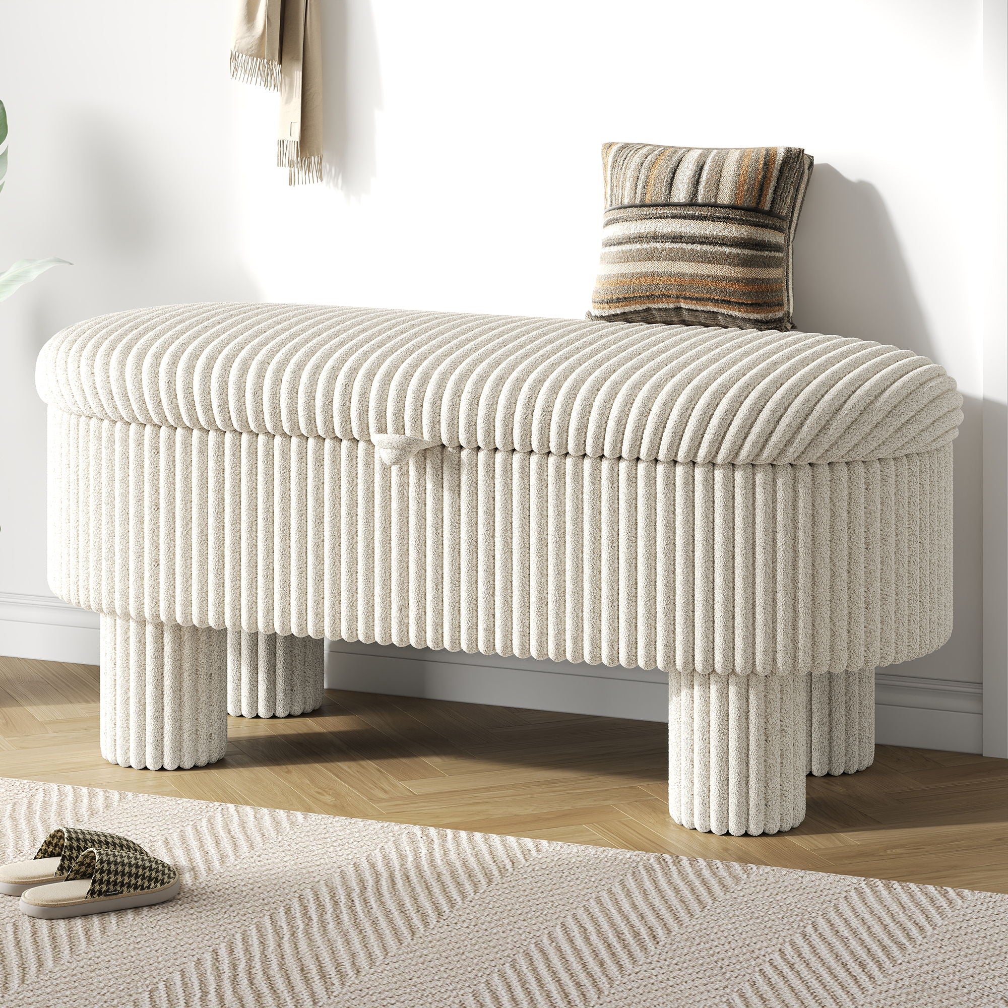 Storage Ottoman Upholstered Bench With Lift Top Storage For Bedroom
