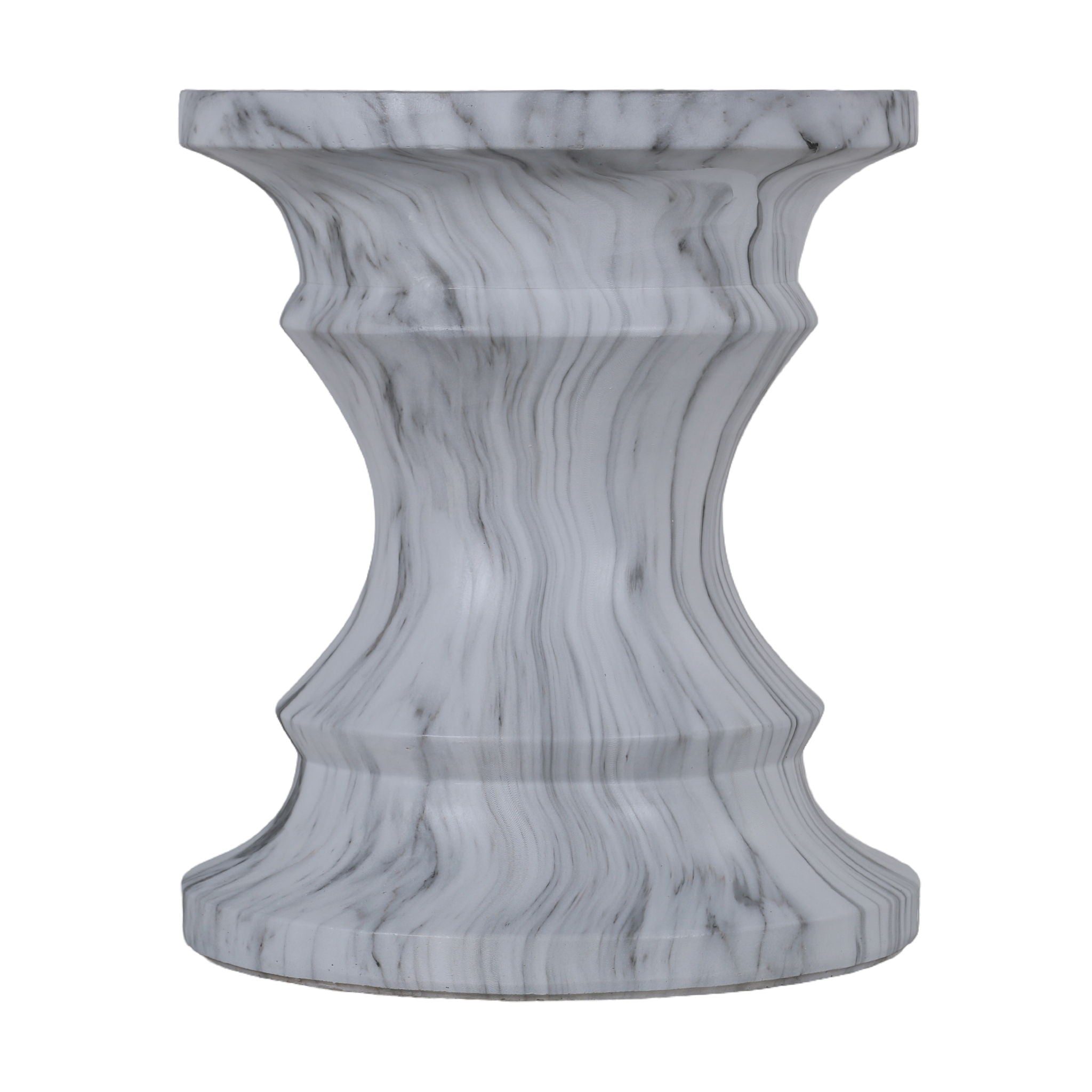 Geometric Round Outdoor End Table - Marble