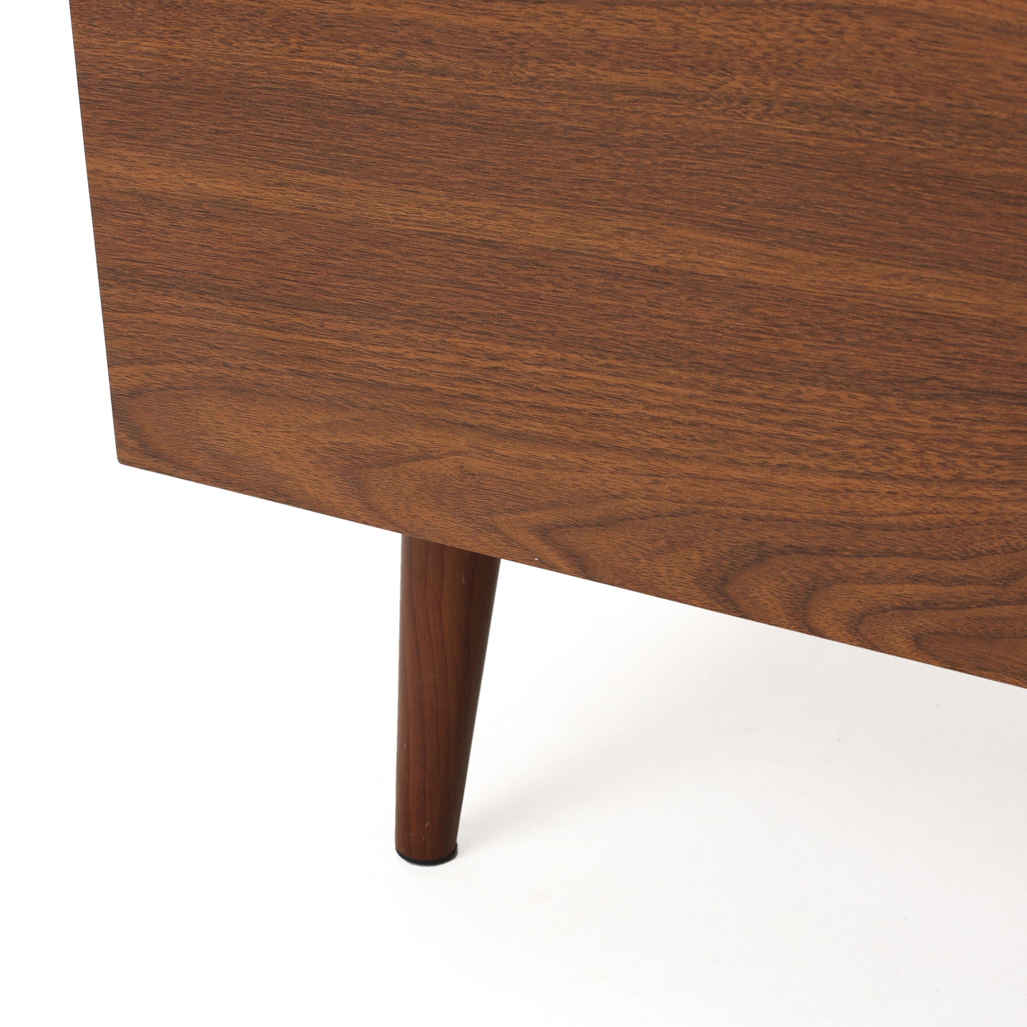 Modern TV Stand With Storage, Tempered Glass Shelf - Walnut
