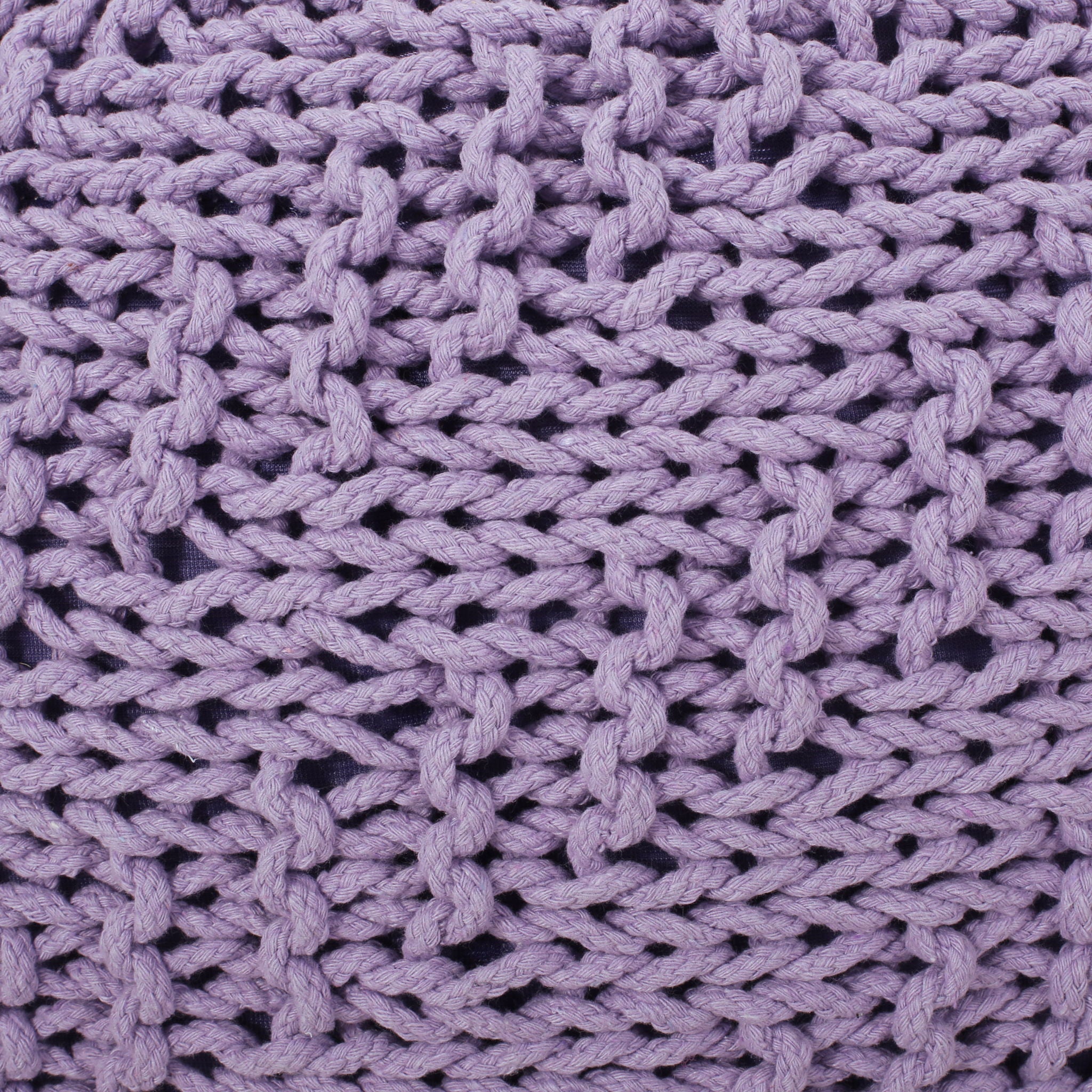Bordeaux - Knitted Cotton Round Pouf Ottoman