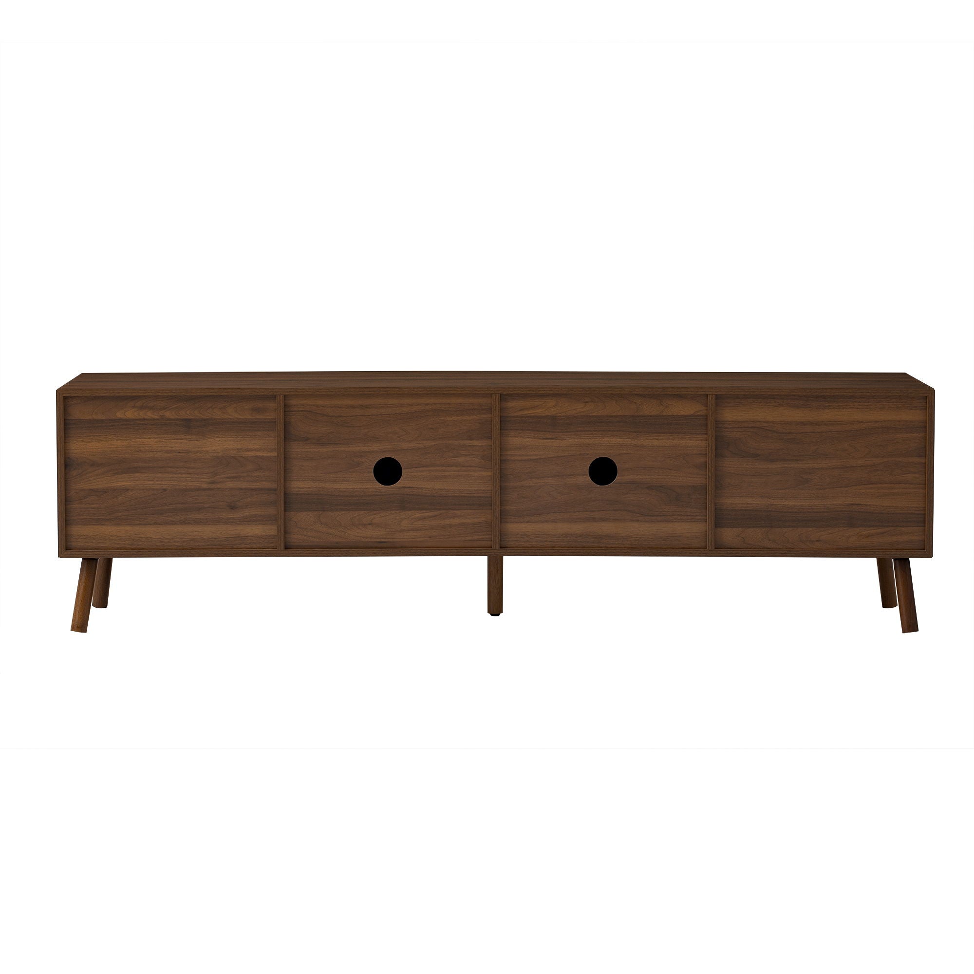 TV Stand With Soft Closing Hinges And Cable Management - Walnut