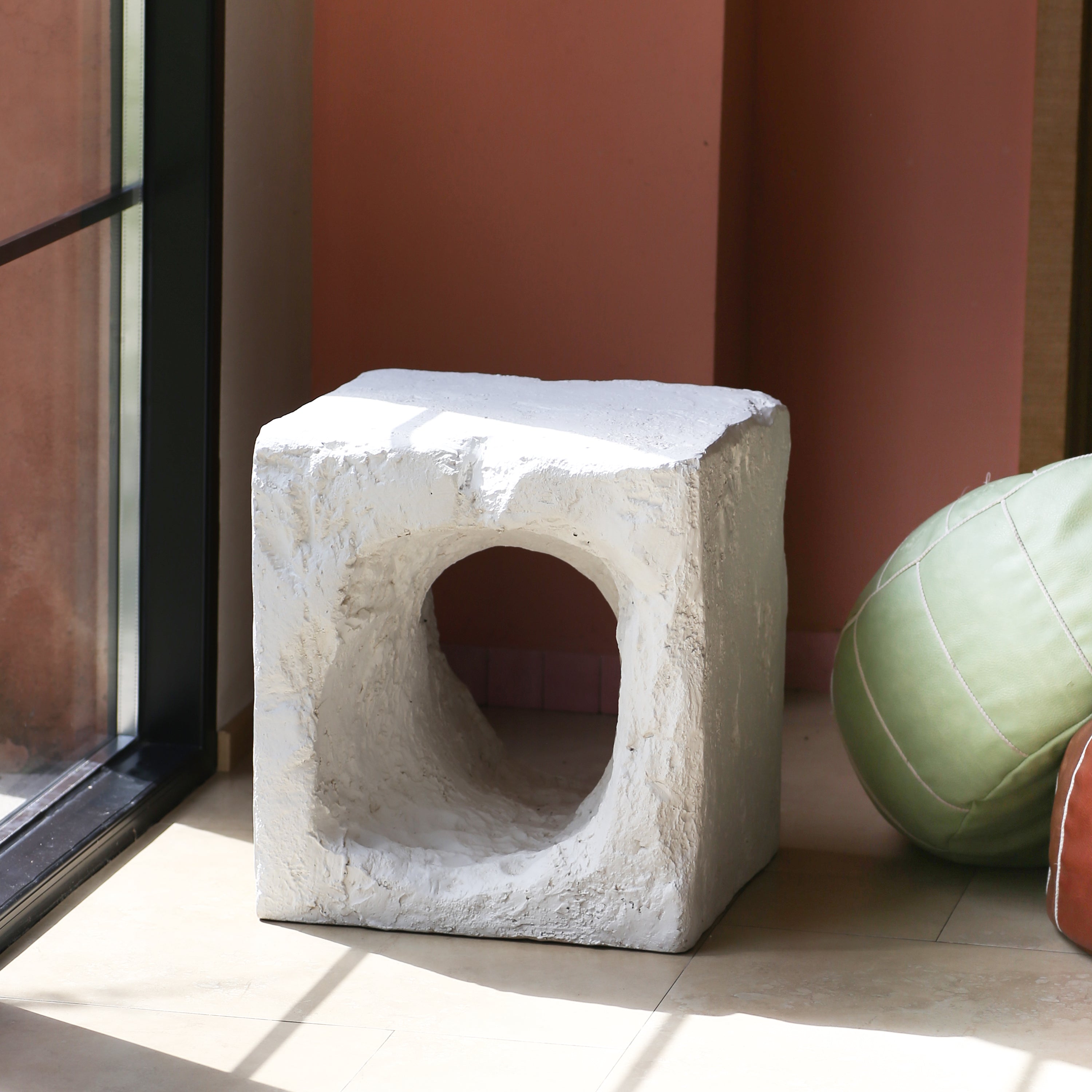 Lyra Outdoor Patio Karst Cave Inspired MGO Side Table White