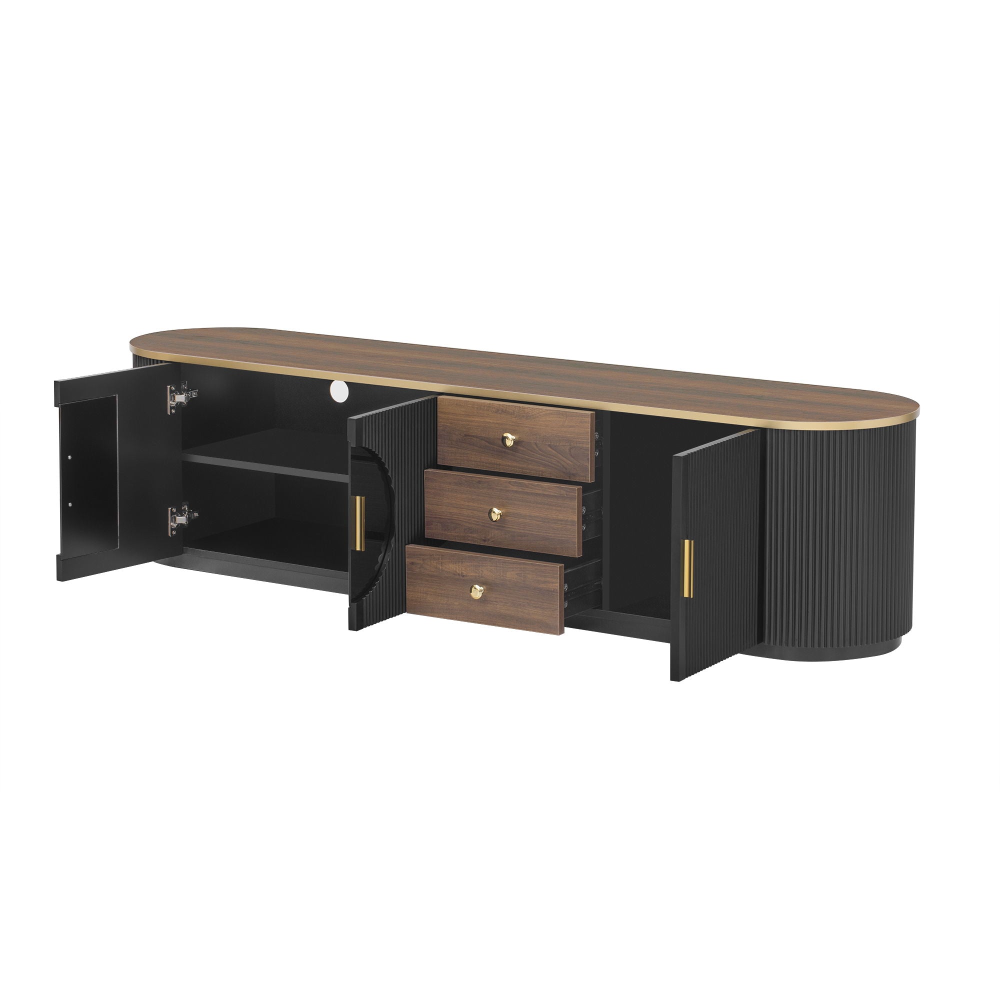 Modern Minimalist TV Stand For TVs Up To 80" With 3 Drawers And 1 Shelf