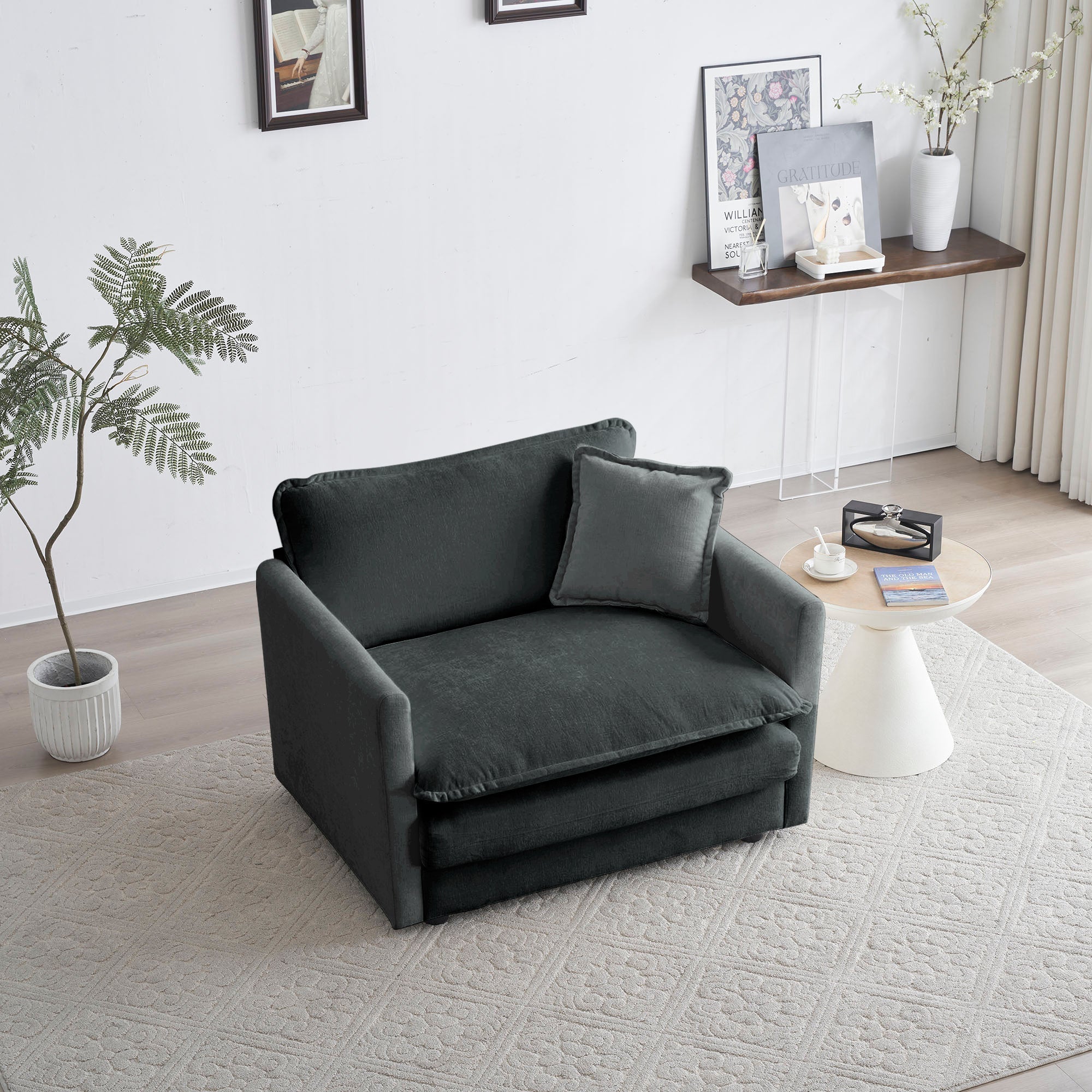 Comfy Deep Single Seat Sofa Upholstered Reading Armchair