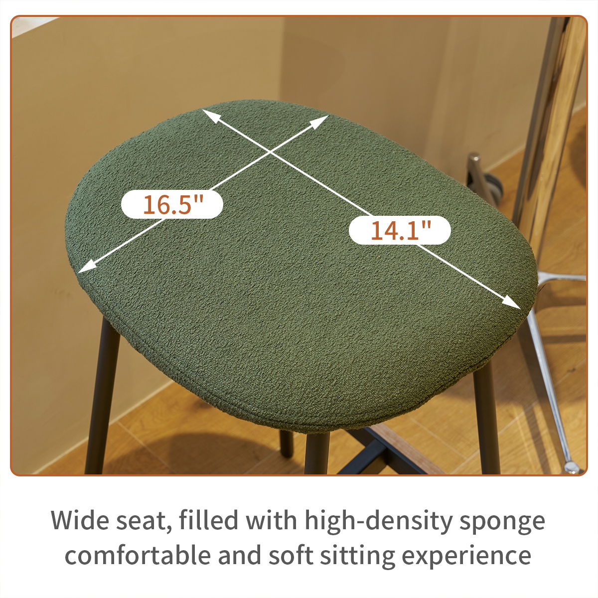 Modern Bar Stools Comfortable & Stylish, Soft Fabric Upholstered, Backless (Set of 2)