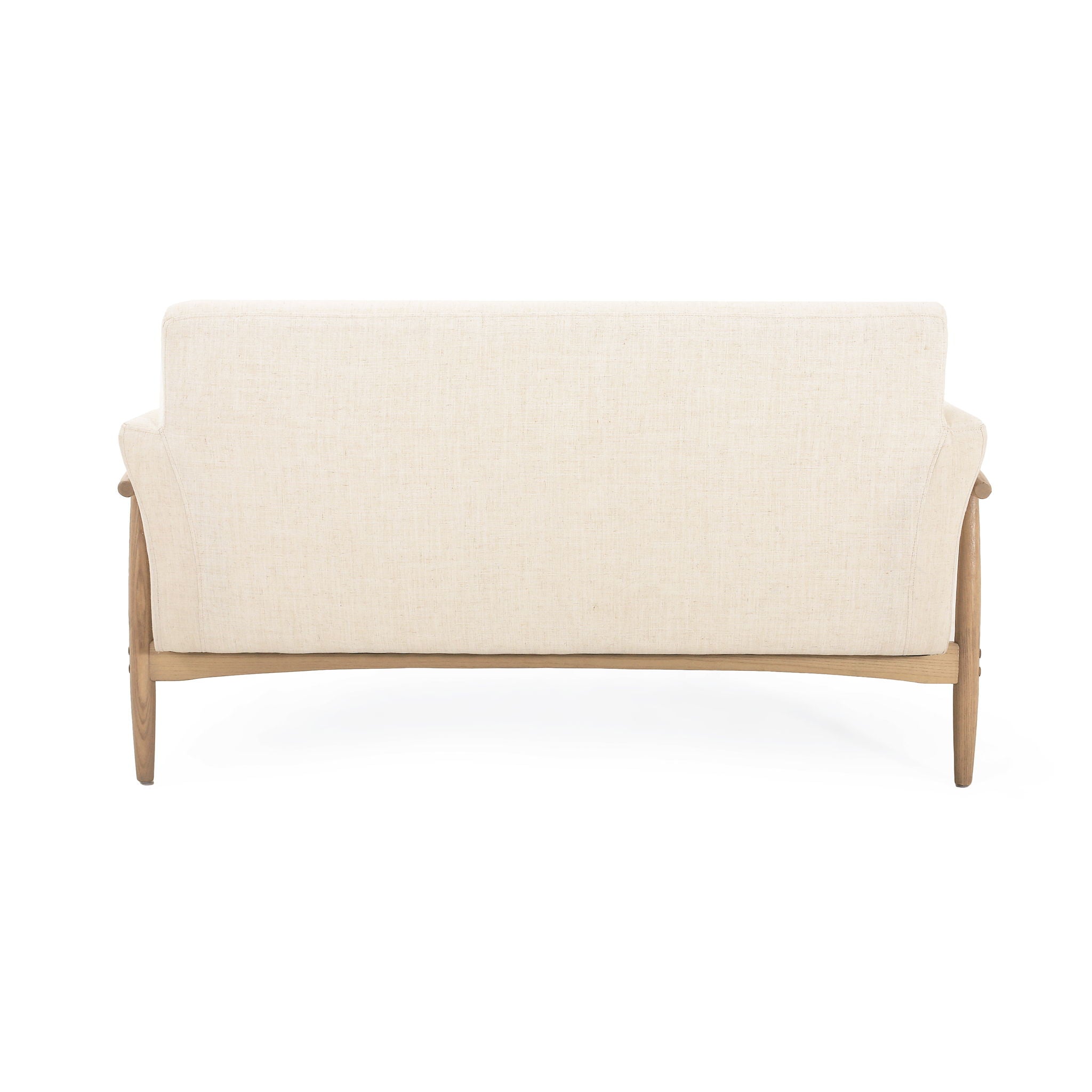 Modern Fabric Upholstered Loveseat With Elm Wood Legs And Flare Arms - Beige