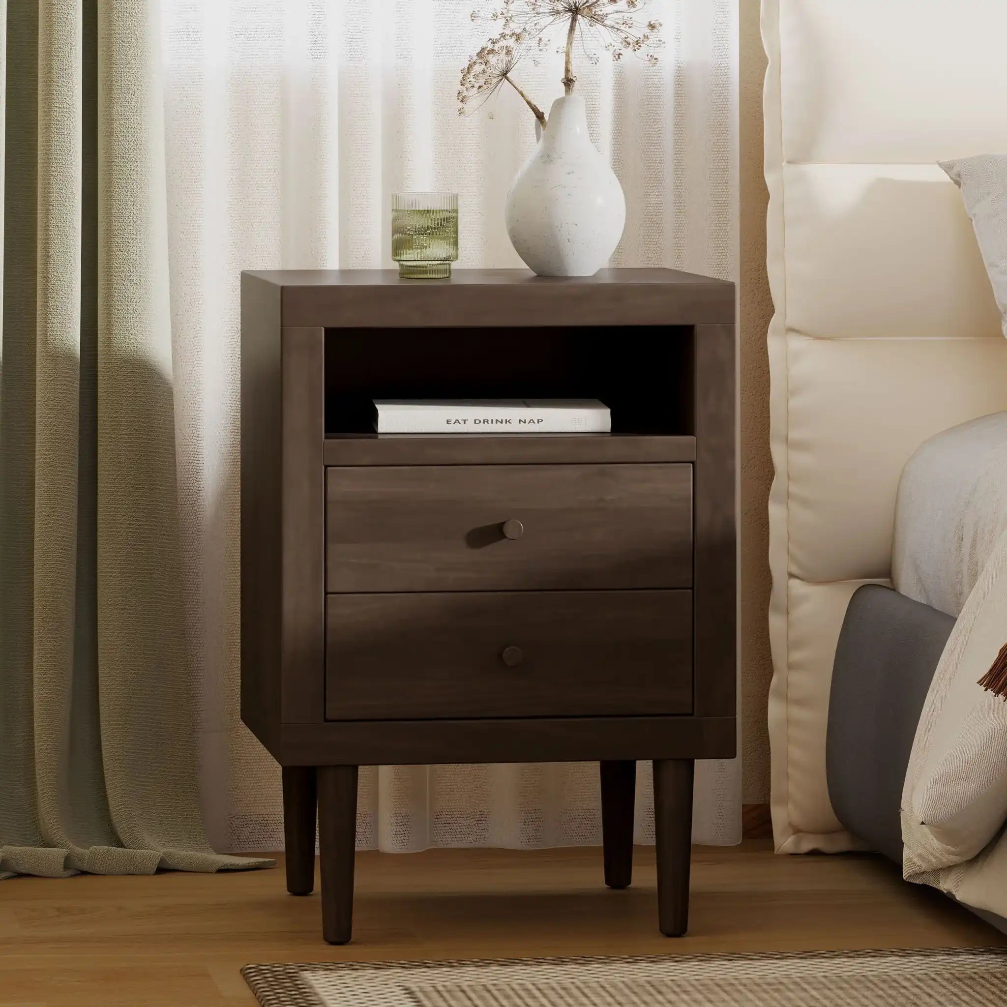 Nystrom - Mid Century Modern 2 Drawer Nightstand