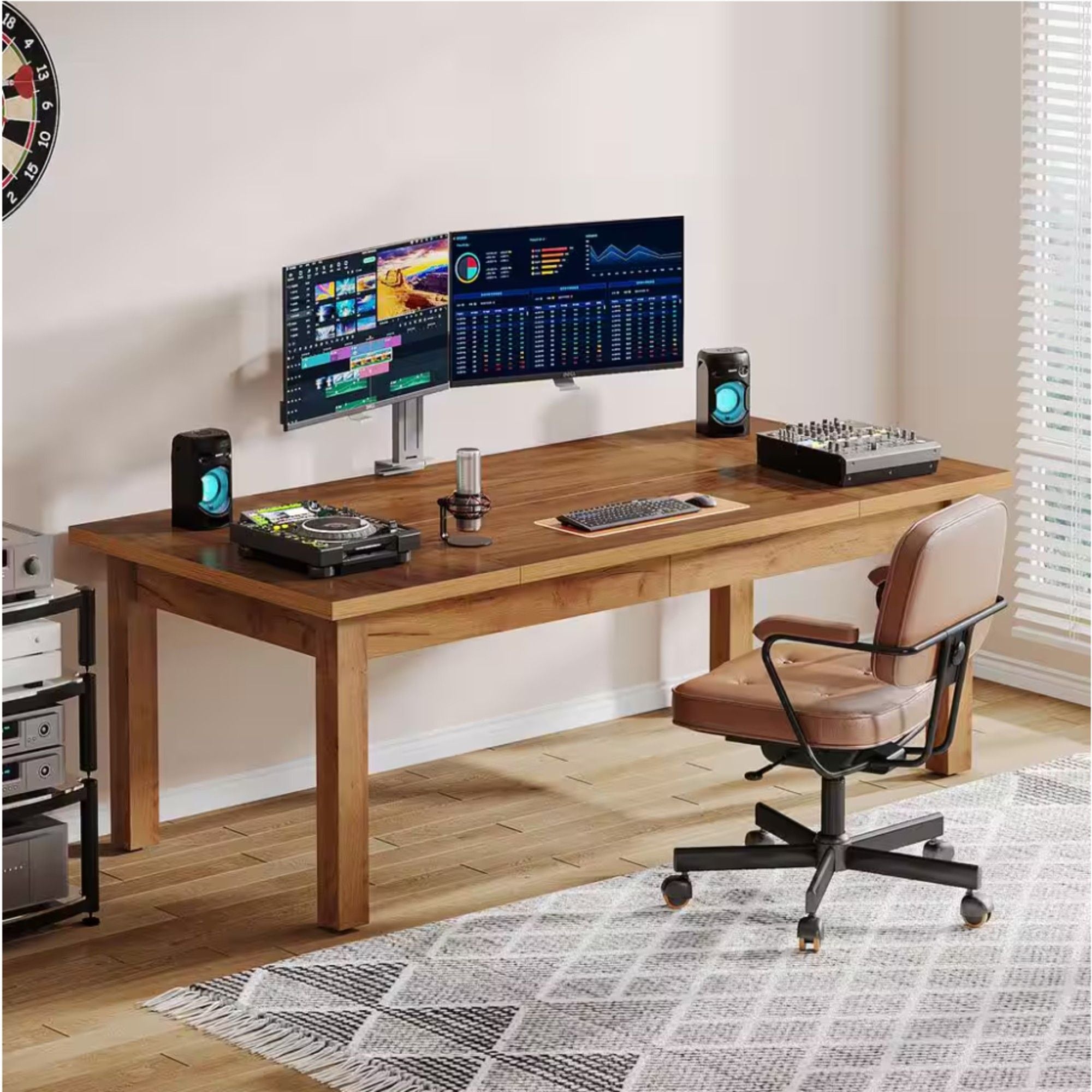Executive Desk With Legs - Natural / Light Brown