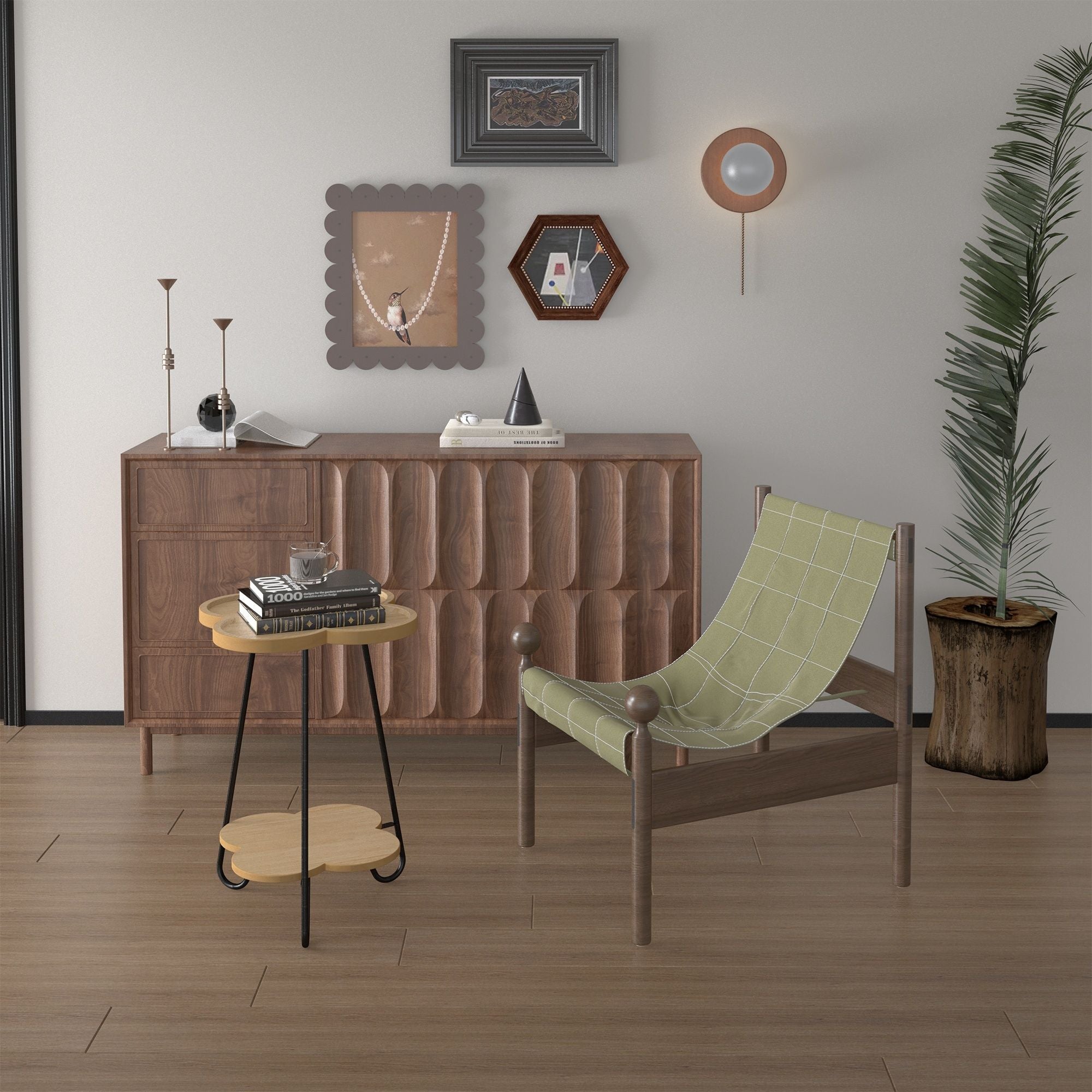 Petal Shape Accent Side Table - Acacia Wood