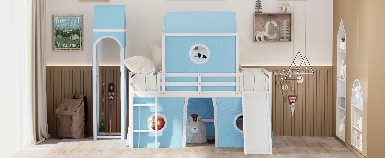 Loft Bed & Slide Tent And Tower
