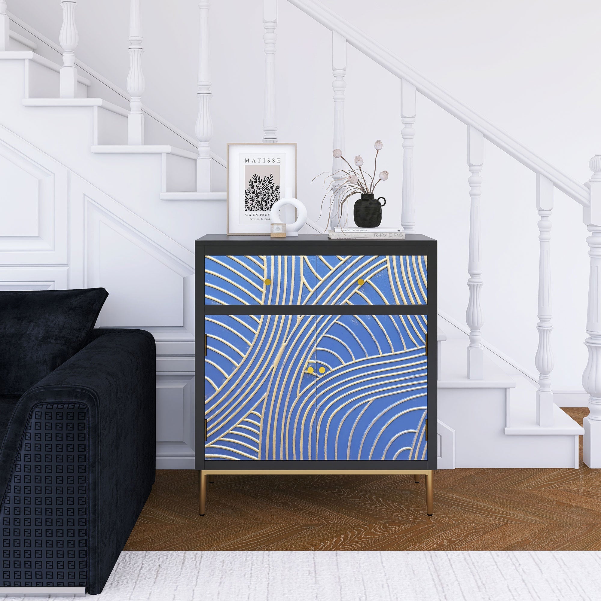 Black & Blue Modern MDF Storage Cabinet – Adjustable Shelf & Drawer - Best Buy Furniture