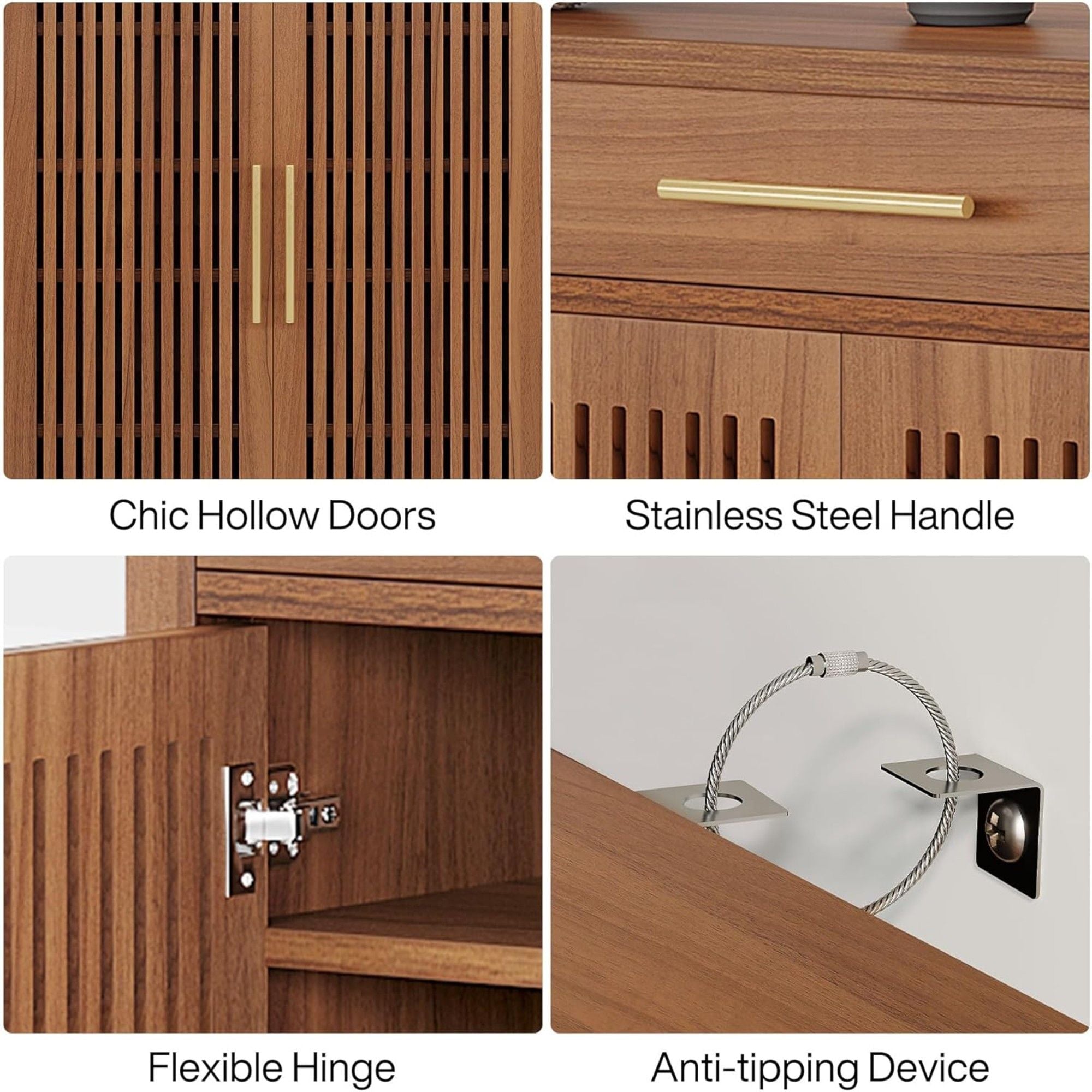 5 Tier Shoe Cabinet With Louvered Doors And Drawer, Freestanding Organizer With Adjustable Shelves For Entryway - Brown