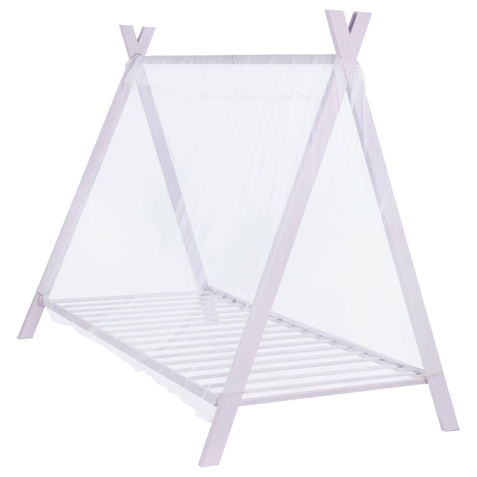 Twin Tent Bed With Whimsical Frame And Adjustable Support - Pink