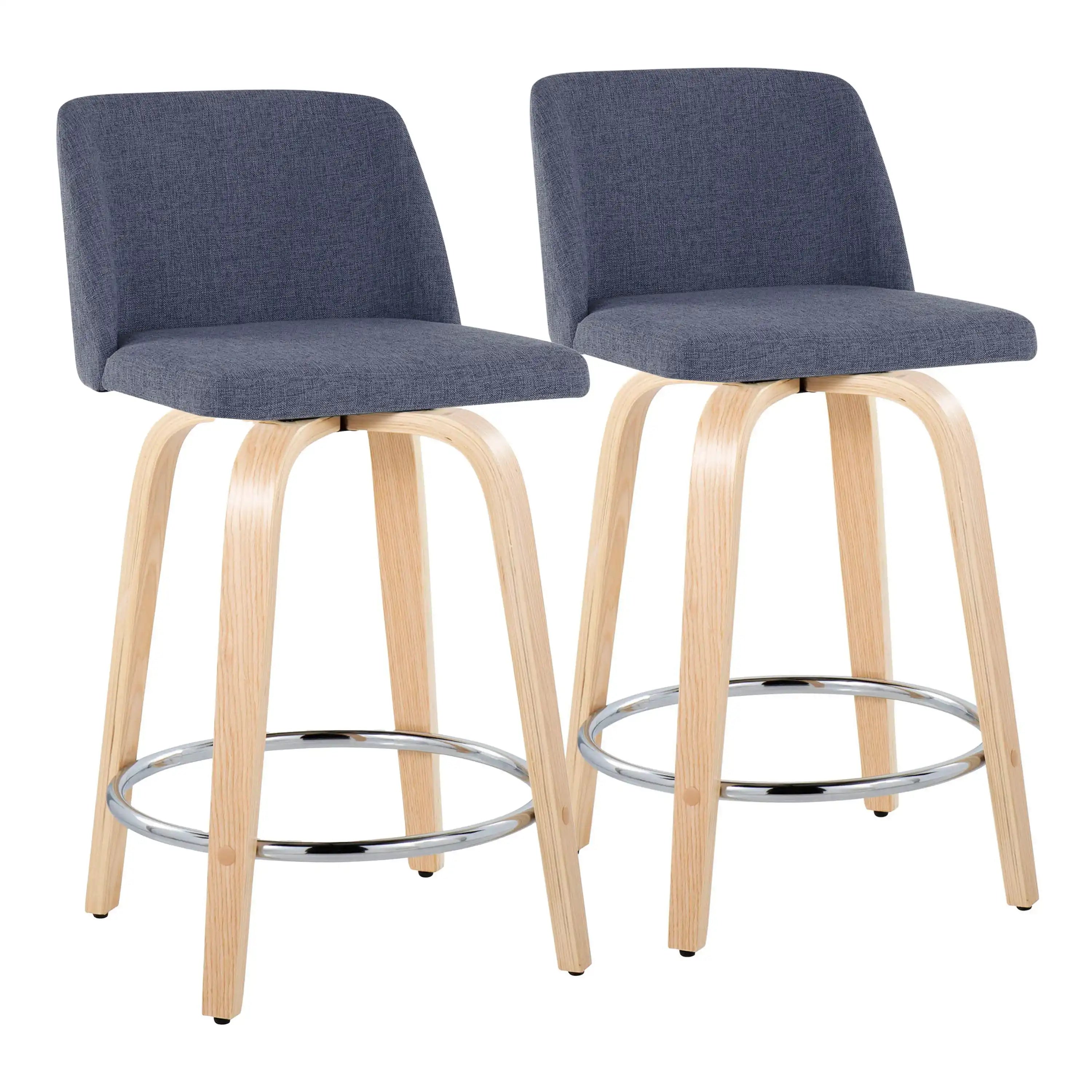 Toriano - Contemporary Fixed Height Counter Stool & Swivel And Round Footrest (Set of 2) - Best Buy Furniture