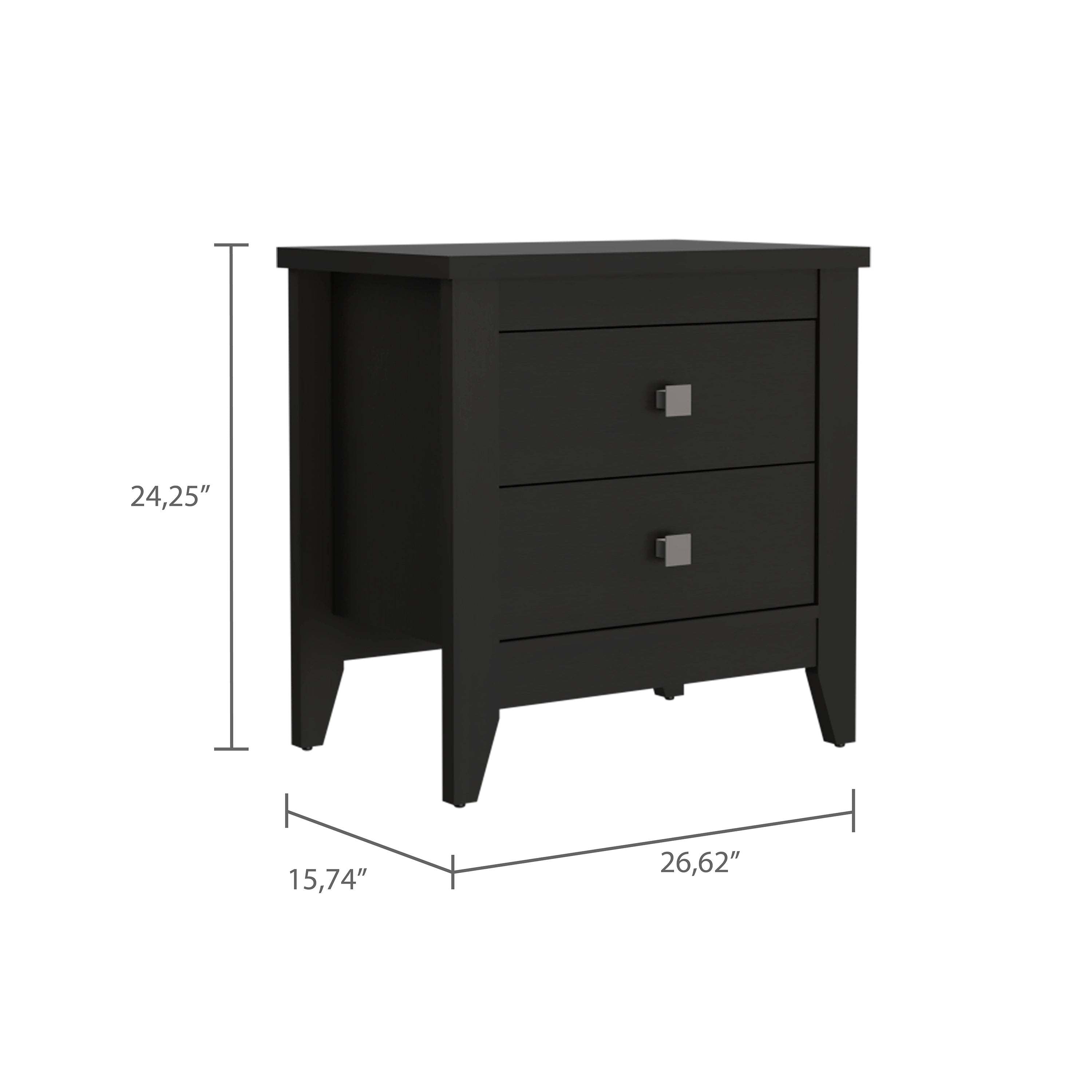 Breeze Four-Legged Modern Bedroom Nightstand with Two Drawers