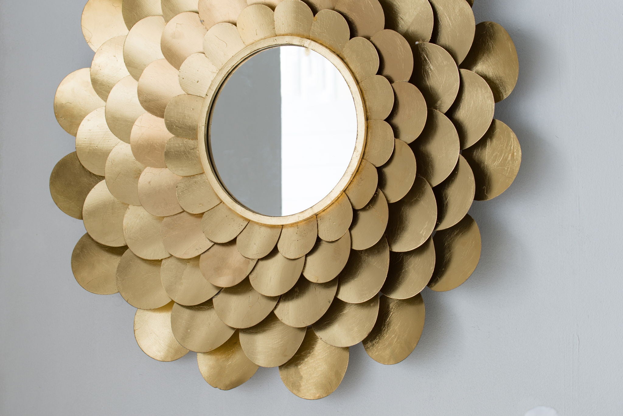 Mirrored Floral Wall Decor, Wall Mirror For Living Room Entryway - Gold