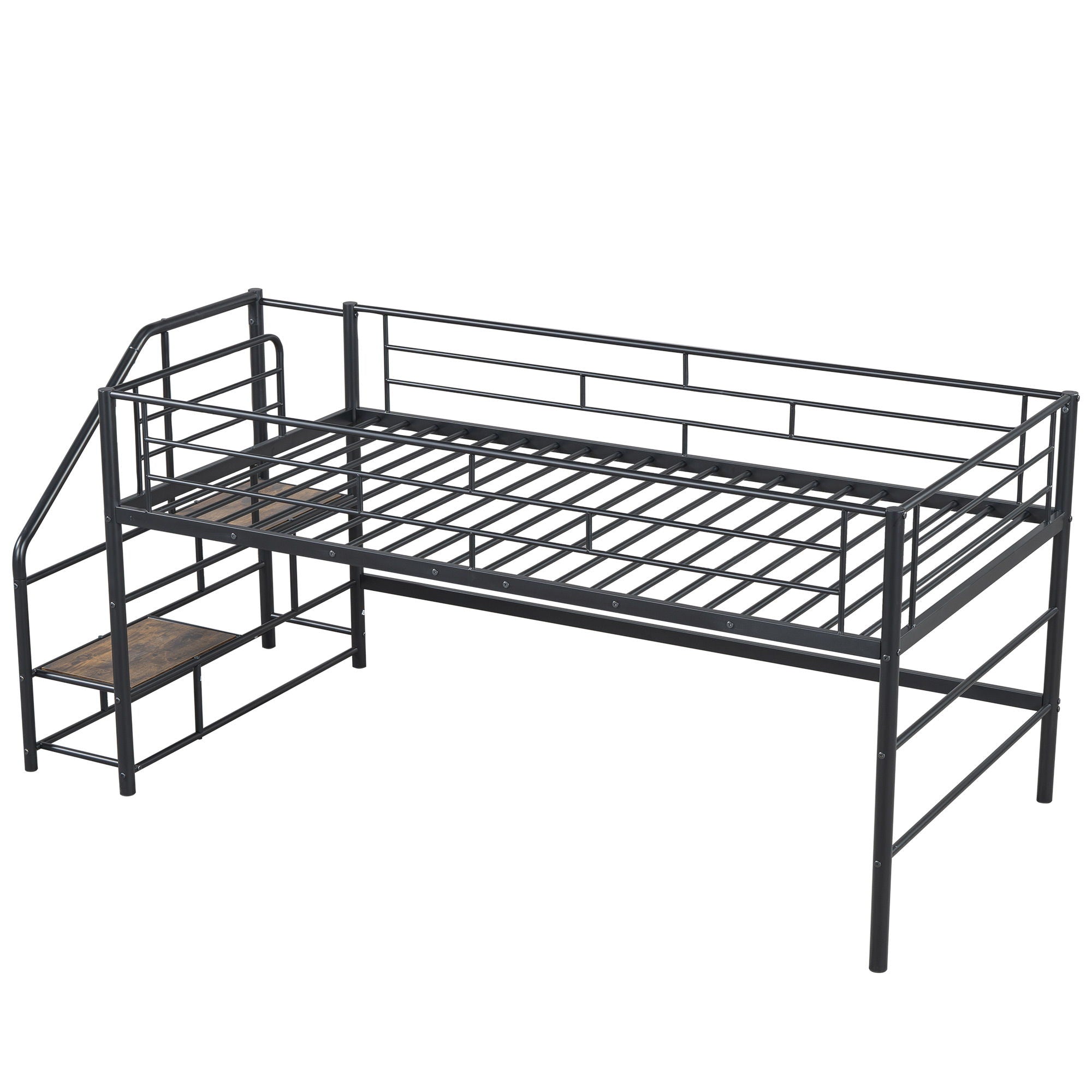 Loft Bed With Storage Stairs And Metal Frame