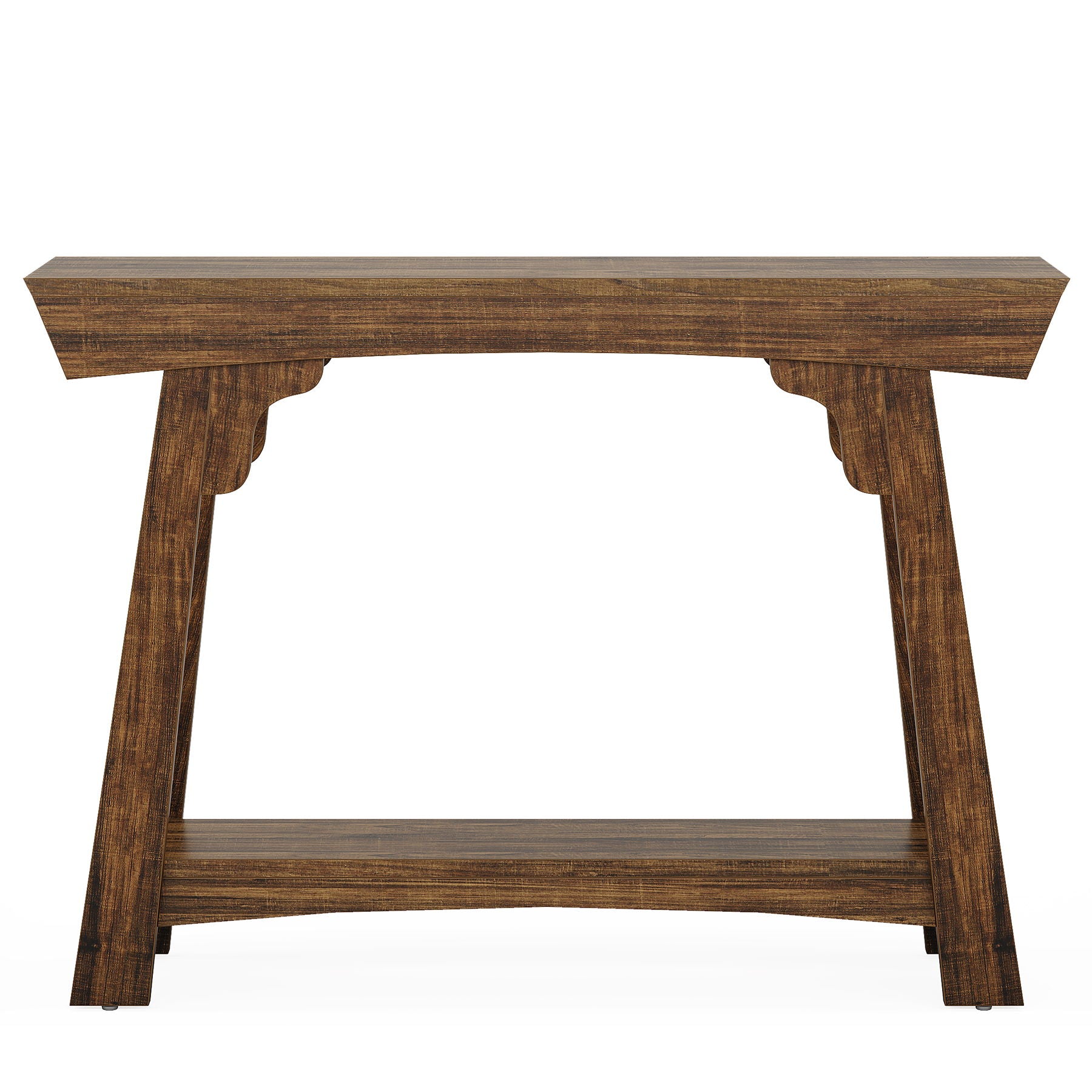 Console Table With 2 Tier Storage - Rustic Brown