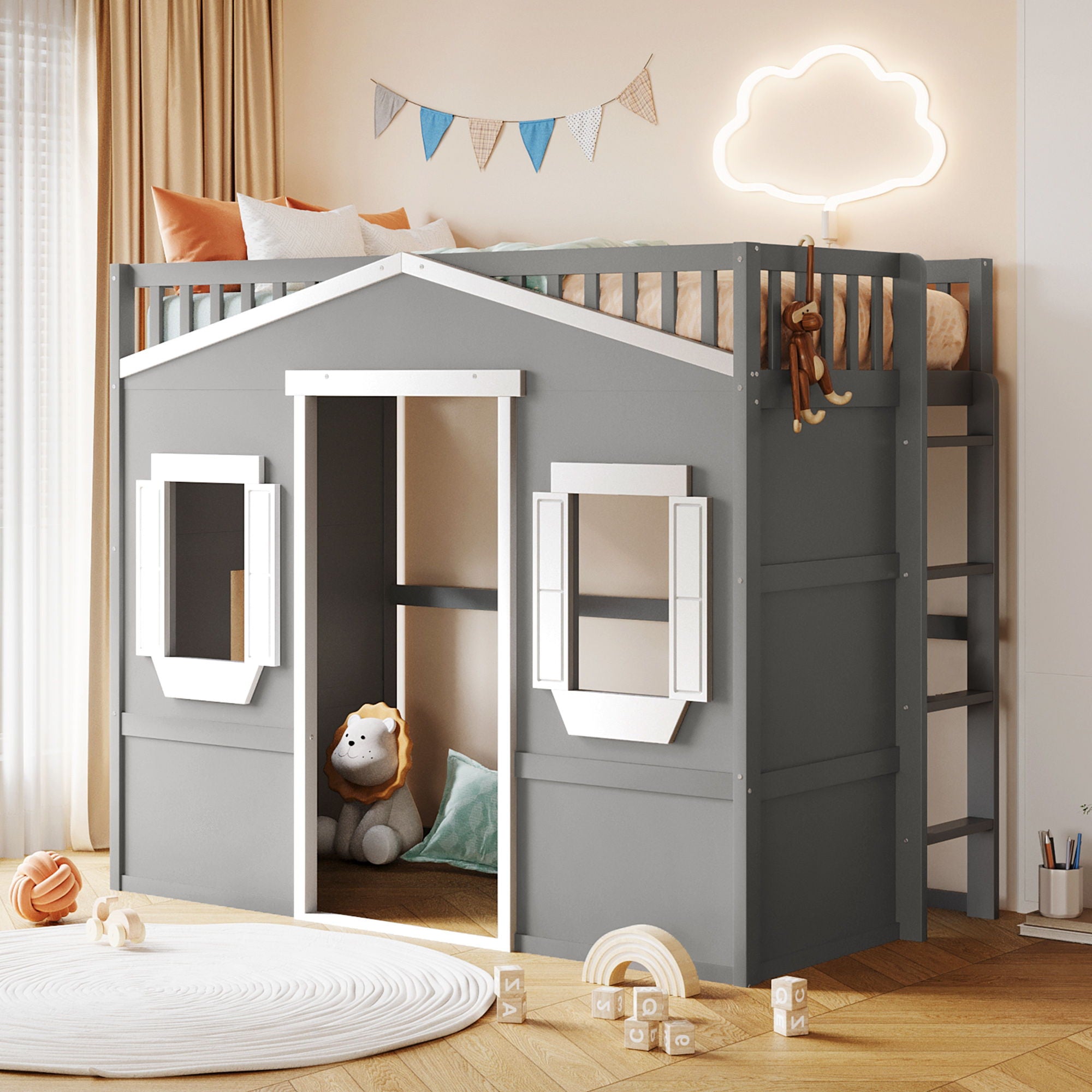 Elegant House Loft Bed With Ladder