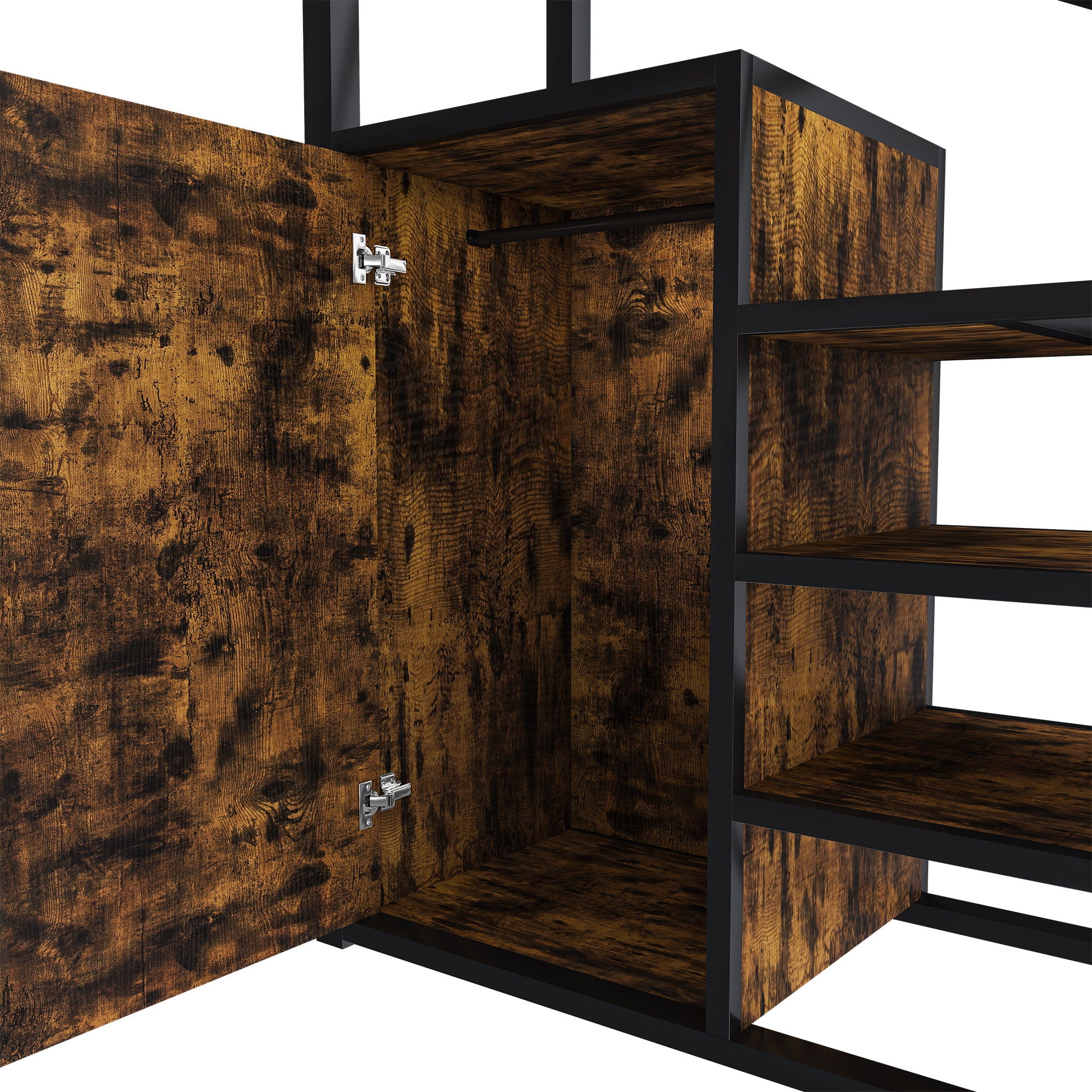 Full Size Loft Bed With Desk & Wardrobe Heavy Frame, Built In Staircase, Storage Rack & Shelves Gaming Bed - Black - Best Buy Furniture