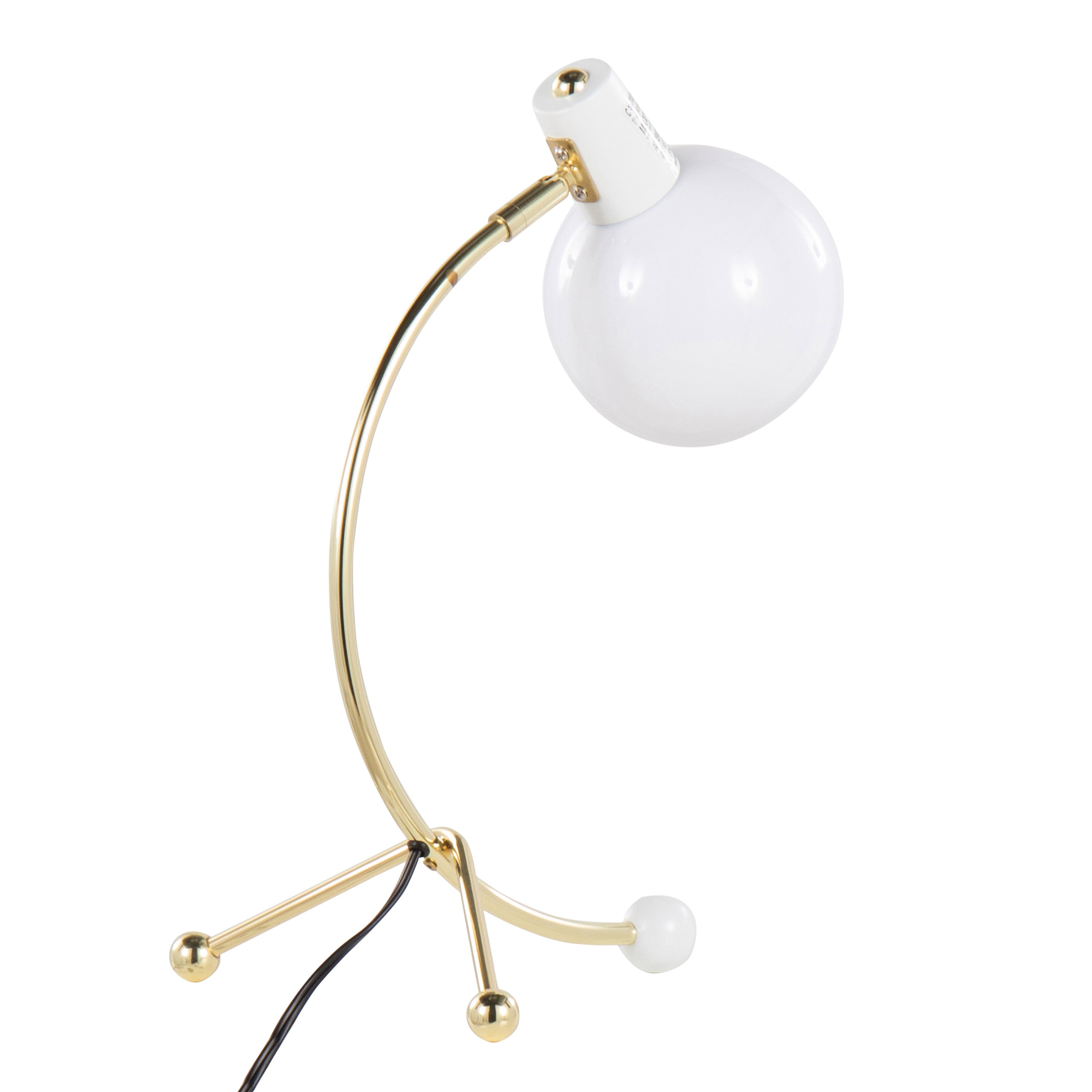 Eileen Contemporary Task Lamp in Gold Metal and White Shade