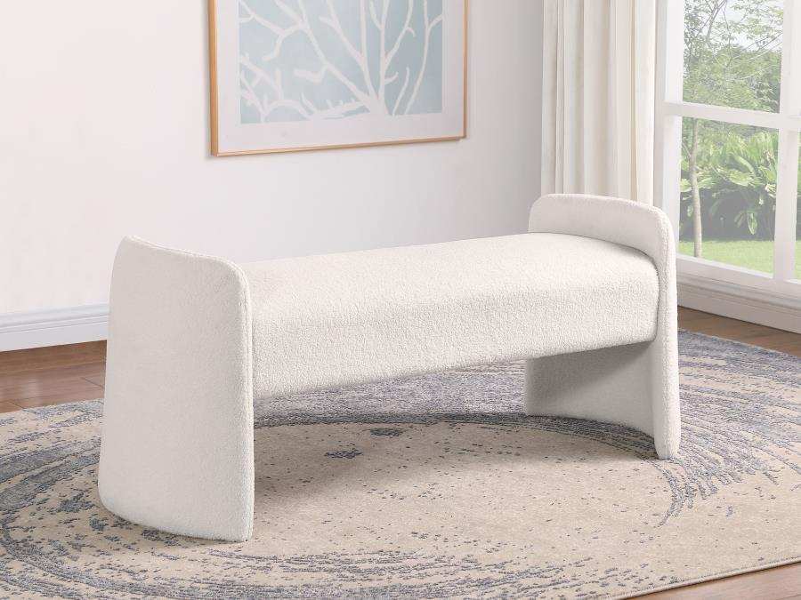 Peoria - Velvet Upholstered Accent Bench - Ivory - Best Buy Furniture