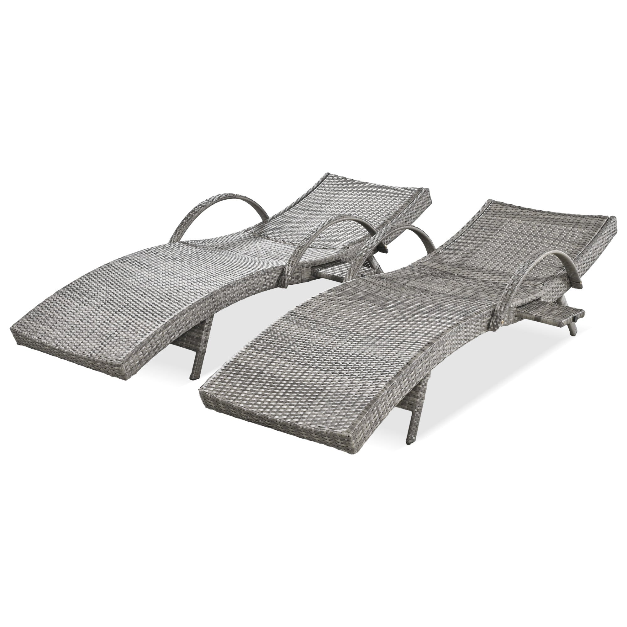 K&K 80" Outdoor Wicker Chaise Lounge Chairs Set of 2