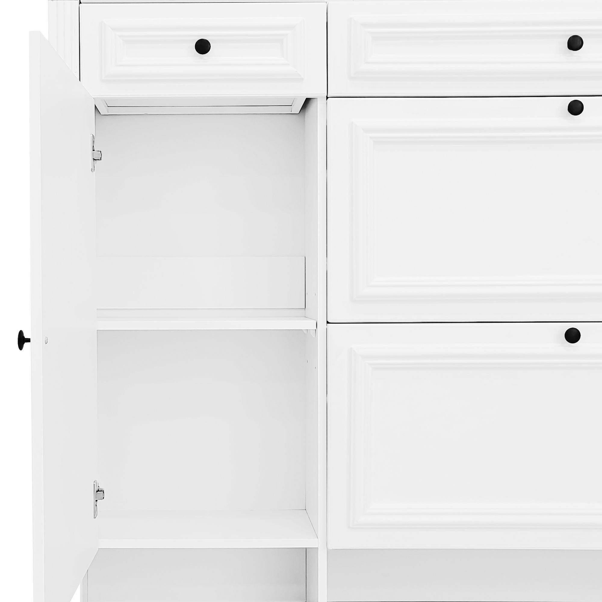 Hall Tree With Integrated Shoe Cabinet And Mirrored Cabinet Door, Coat Hanger, Entryway Bench, 4 In 1 Design, 2 Flip Drawers, 4 Hooks And 2 Cabinets For Entrance, Living Room - White