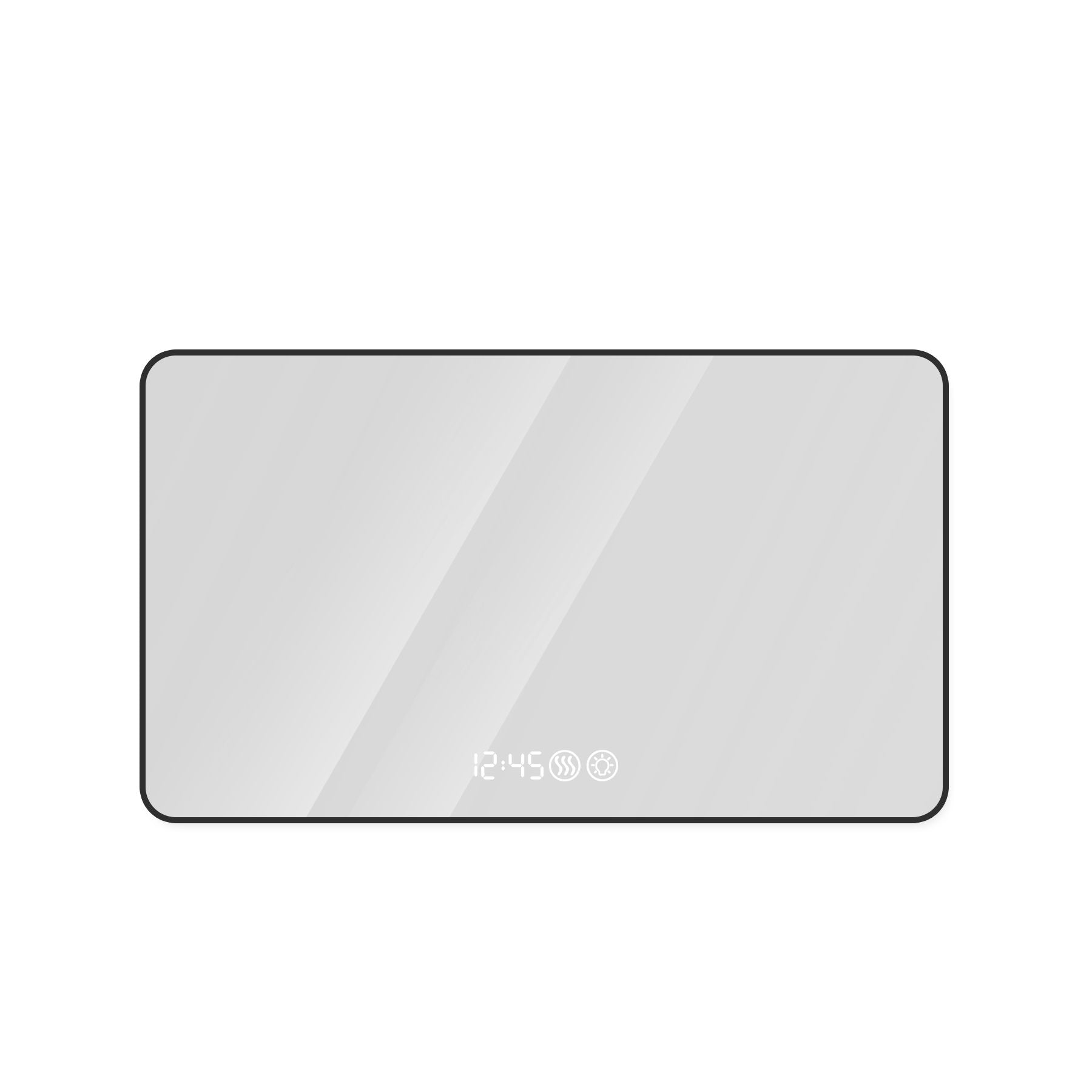 Modern Aluminum Frame Wall Mirror With Rounded Corners, Temperature Display, Tri Color Light, Defogging - Black