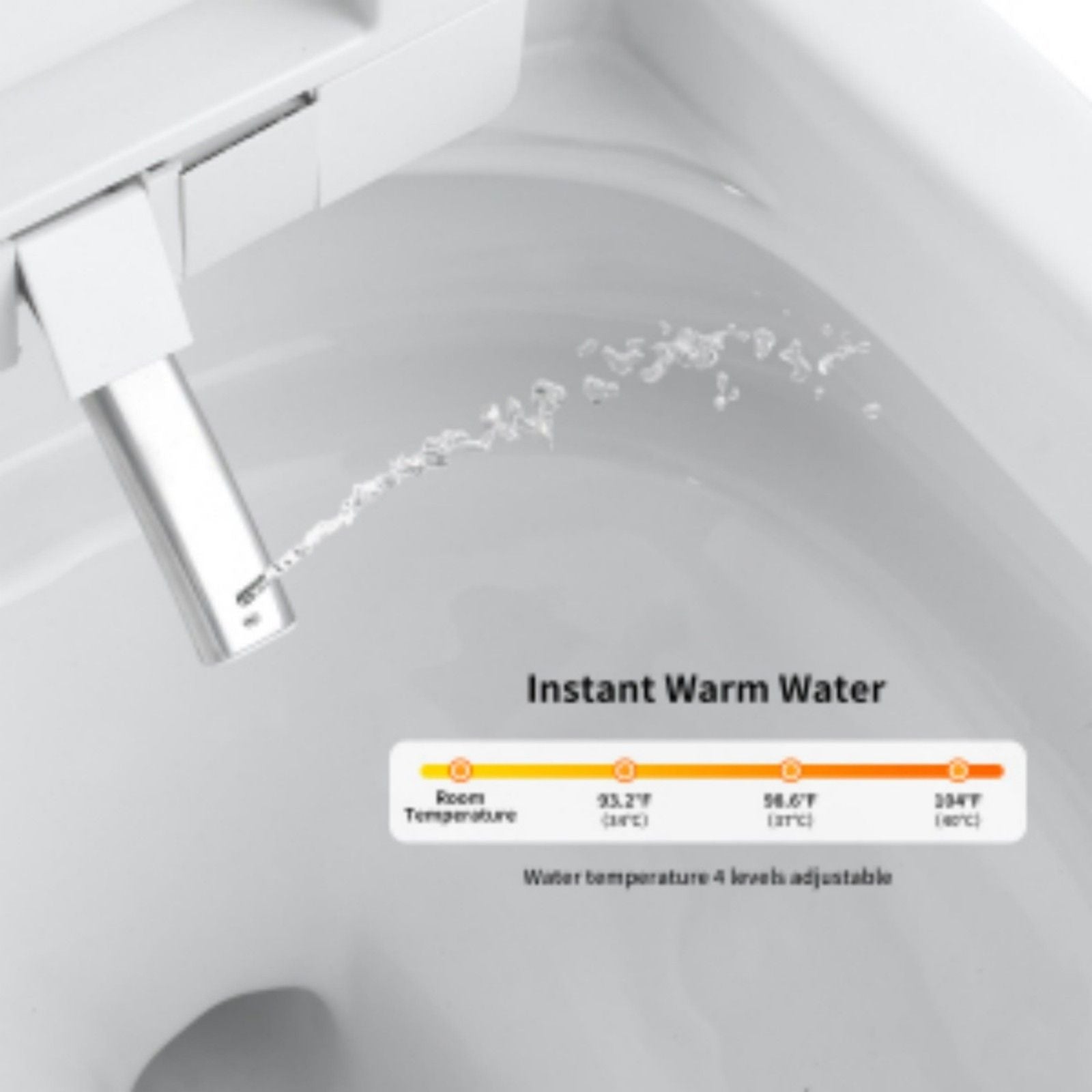 Smart Toilet With Bidet Seat Built In, Auto Open / Close Seat, Foot Sensor, LED Display - White