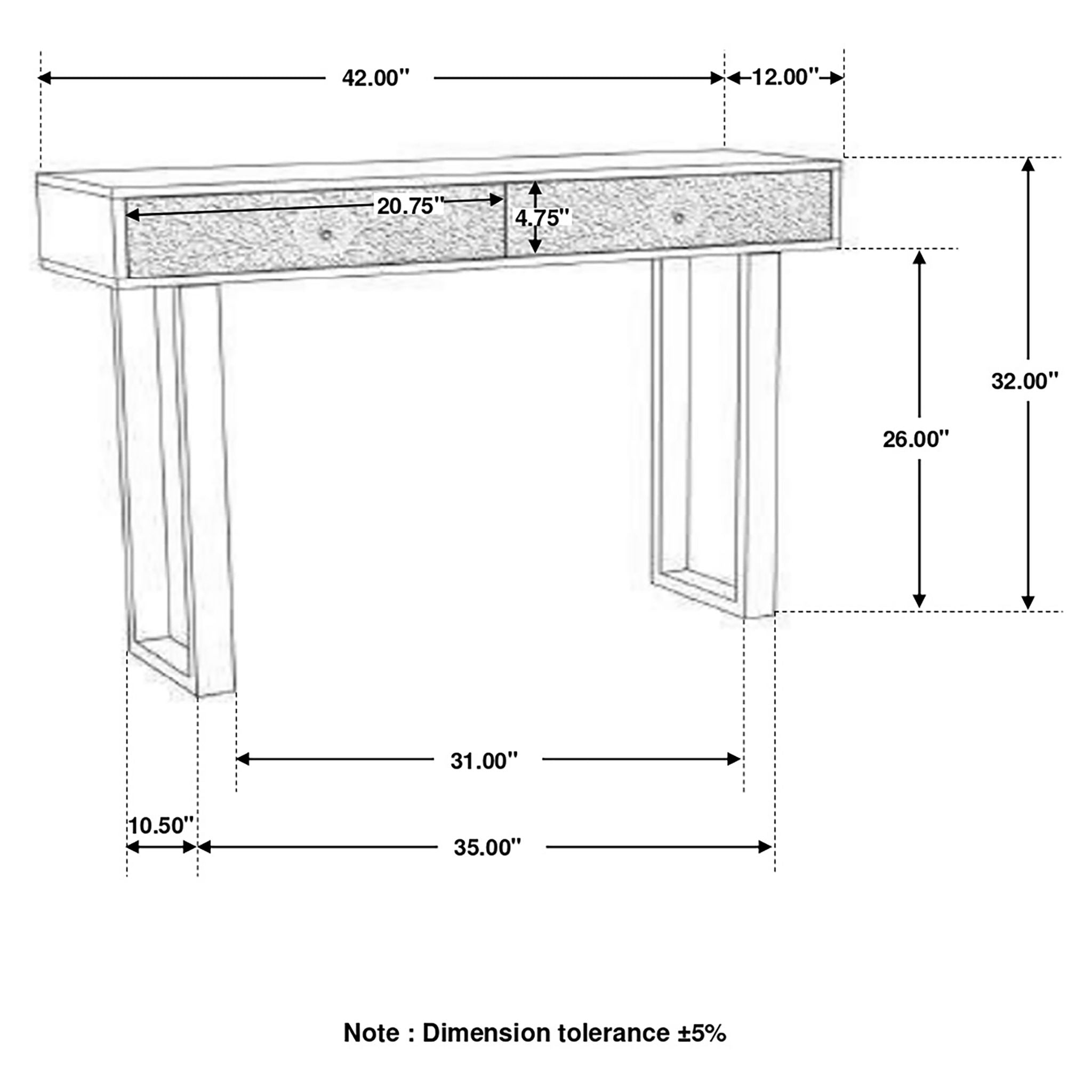 Harmony - 2 Drawer Table With Sled Base In Tones Accents - Natural
