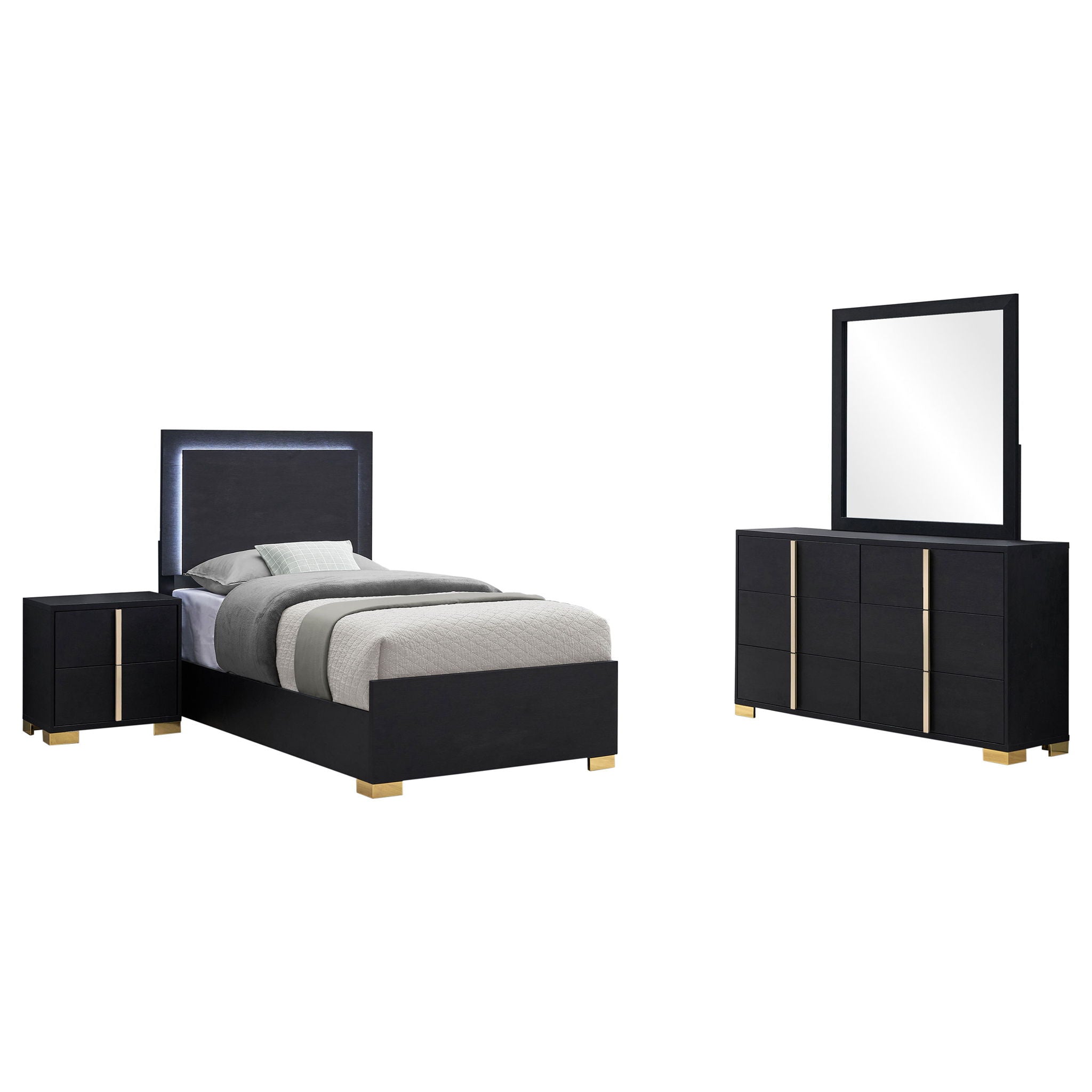 Medici - 4 Piece LED Twin Bedroom Set - Black