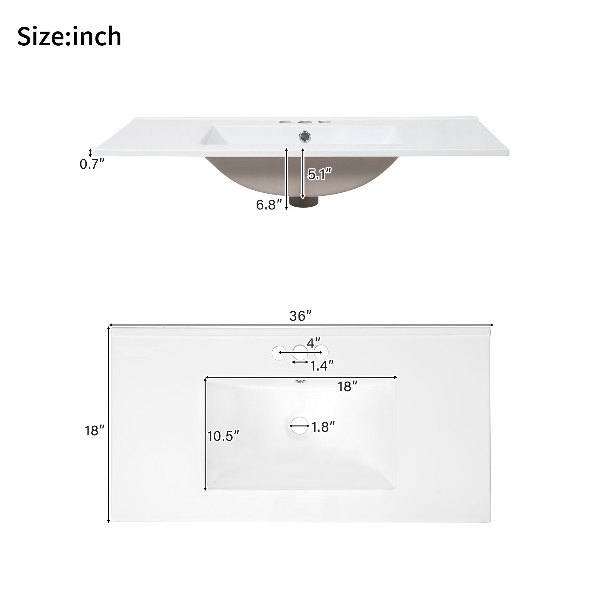Bathroom Vanity With Sink, Soft Close Doors, Adjustable Shelf & 3 Drawers